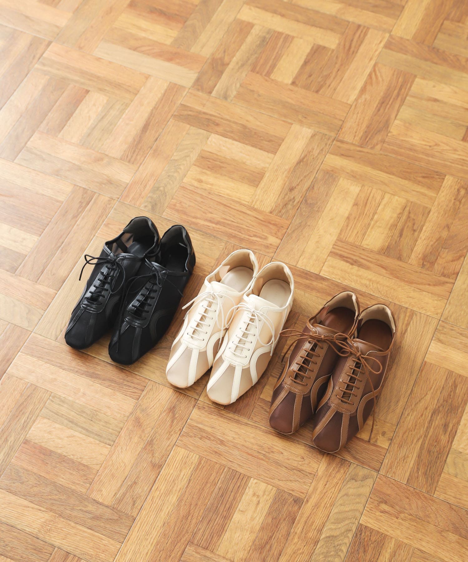 チュールスニーカー BROWN S