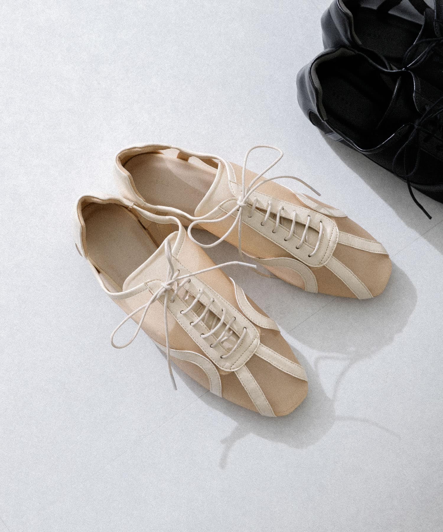 チュールスニーカー BEIGE S