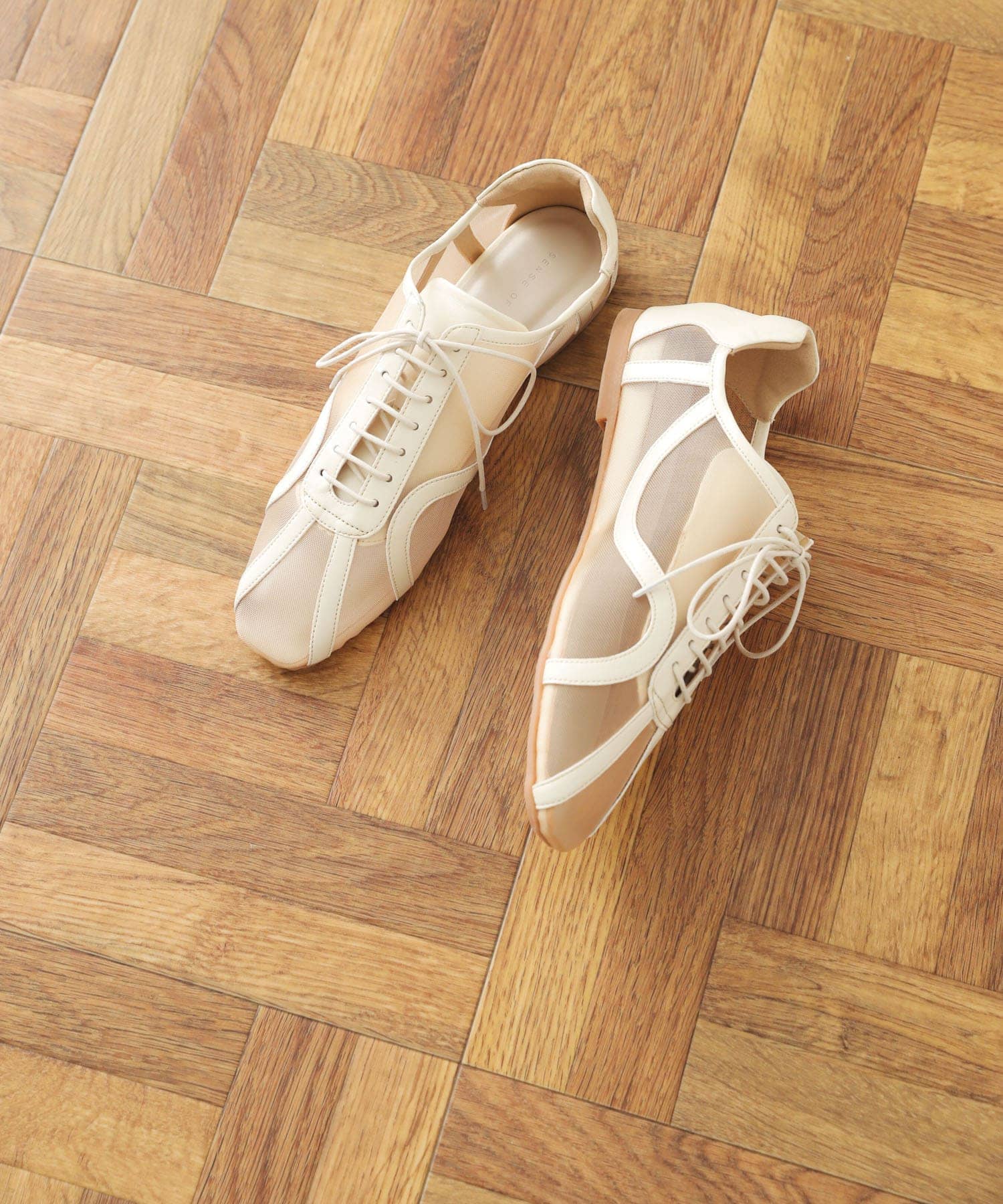 チュールスニーカー BEIGE S