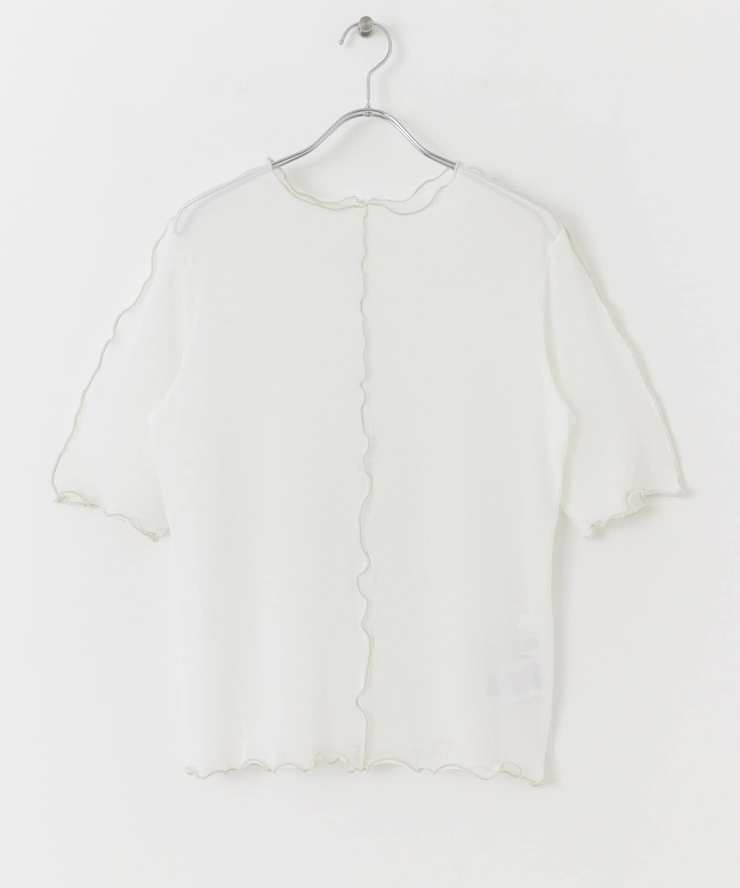 チュールトップ(5分袖) IVORY one