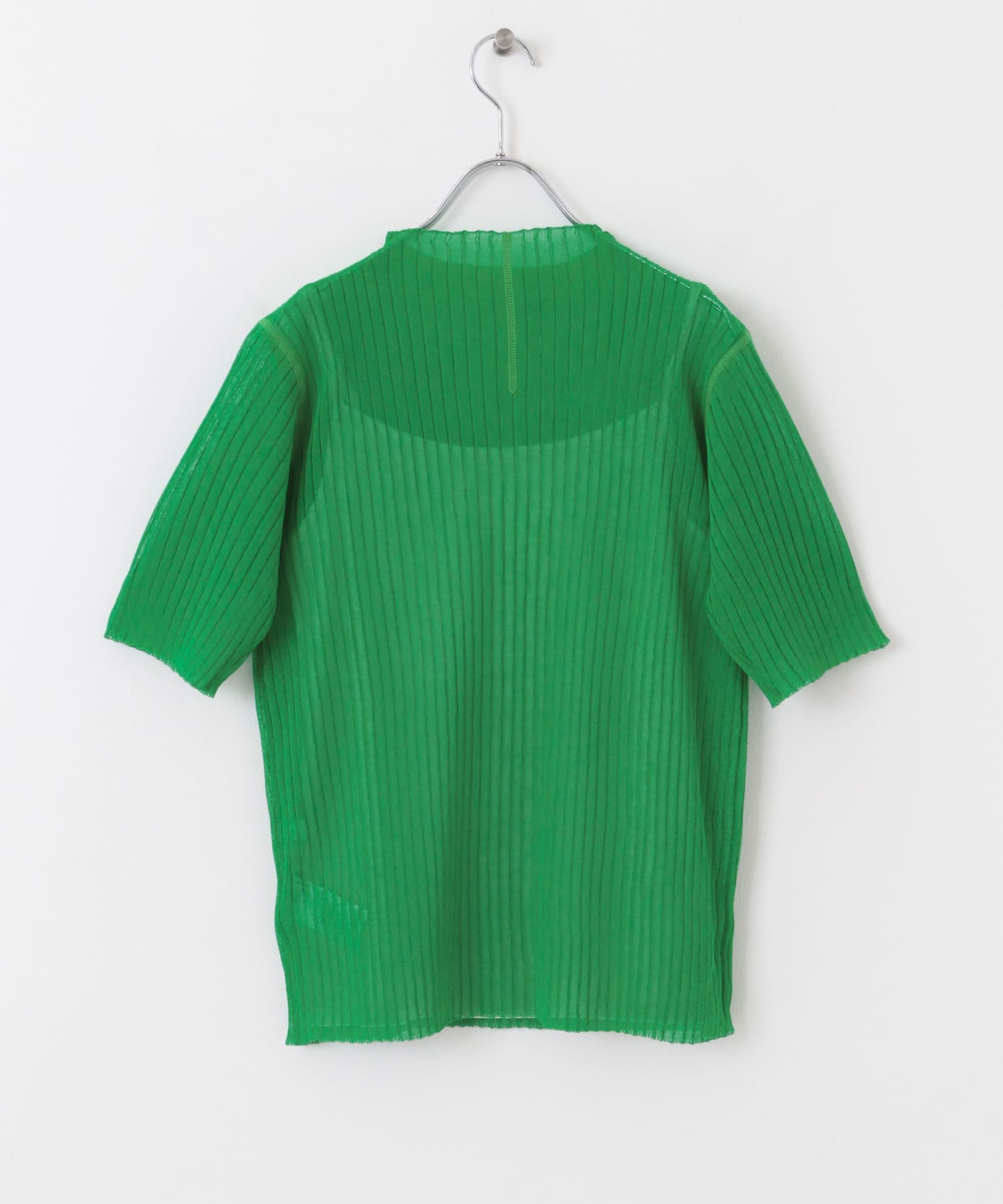 リブハイネックシアーセーター(5分袖) GREEN one