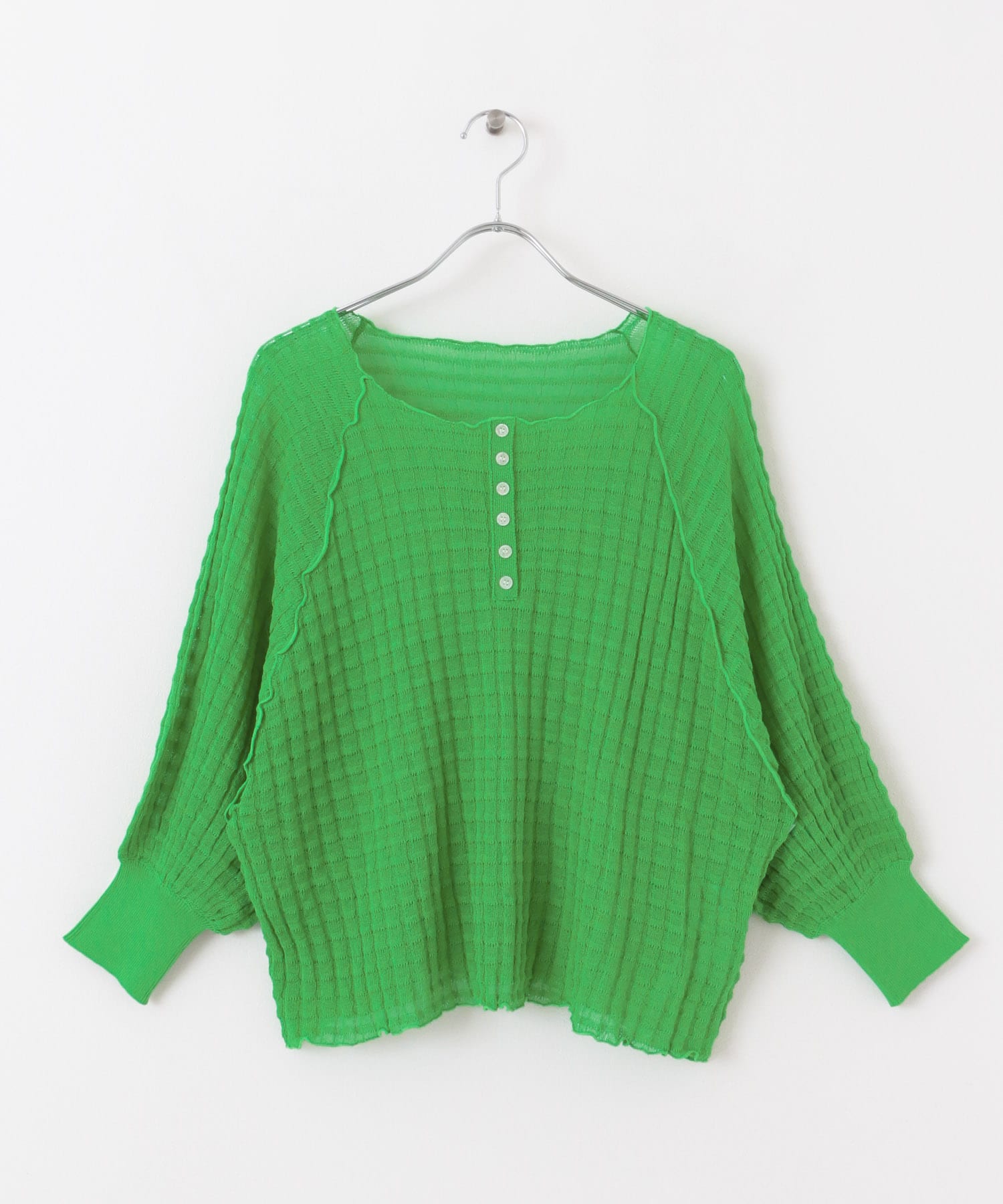 2WAYシアーセーター(5分袖) GREEN one