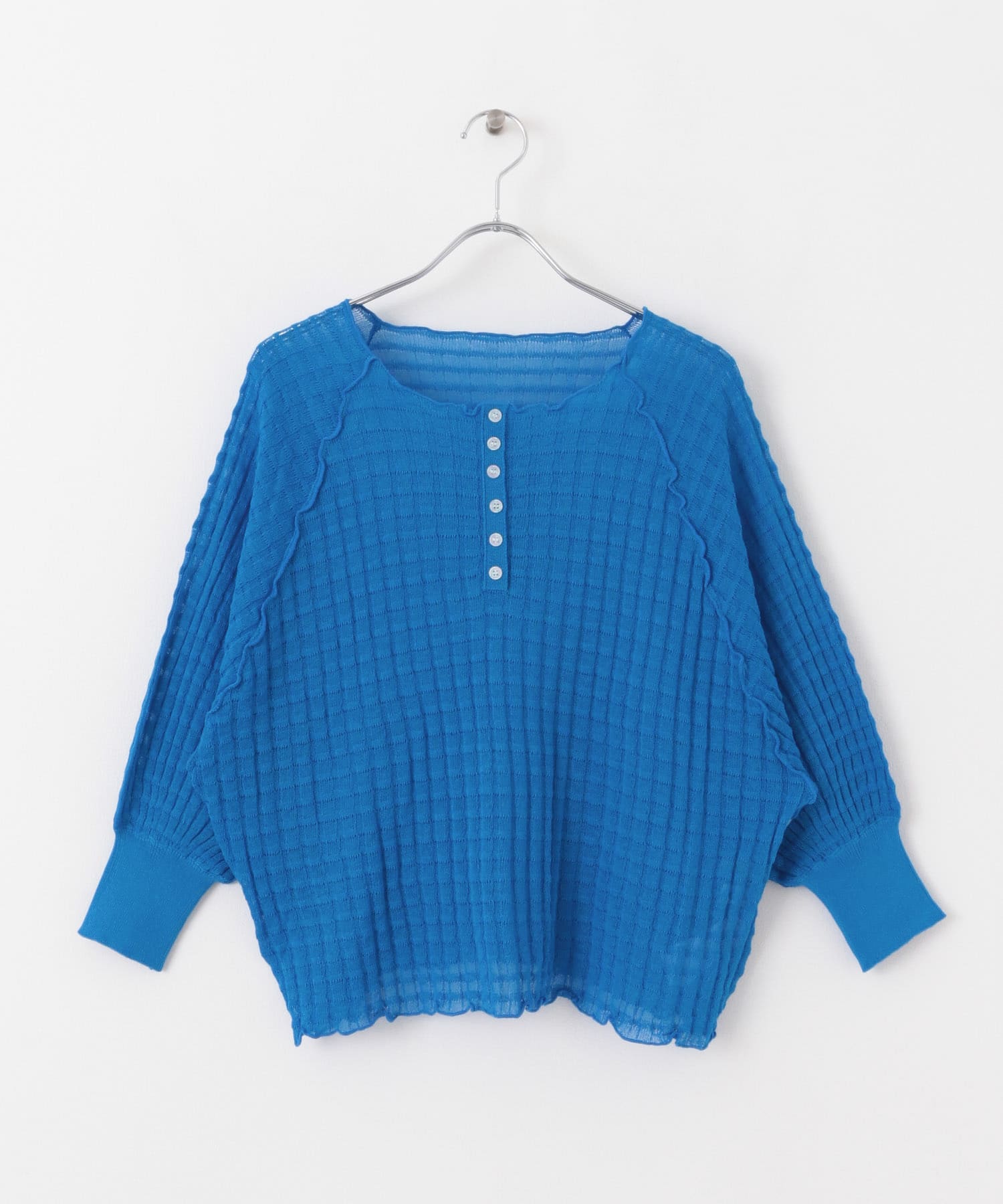 2WAYシアーセーター(5分袖) BLUE one