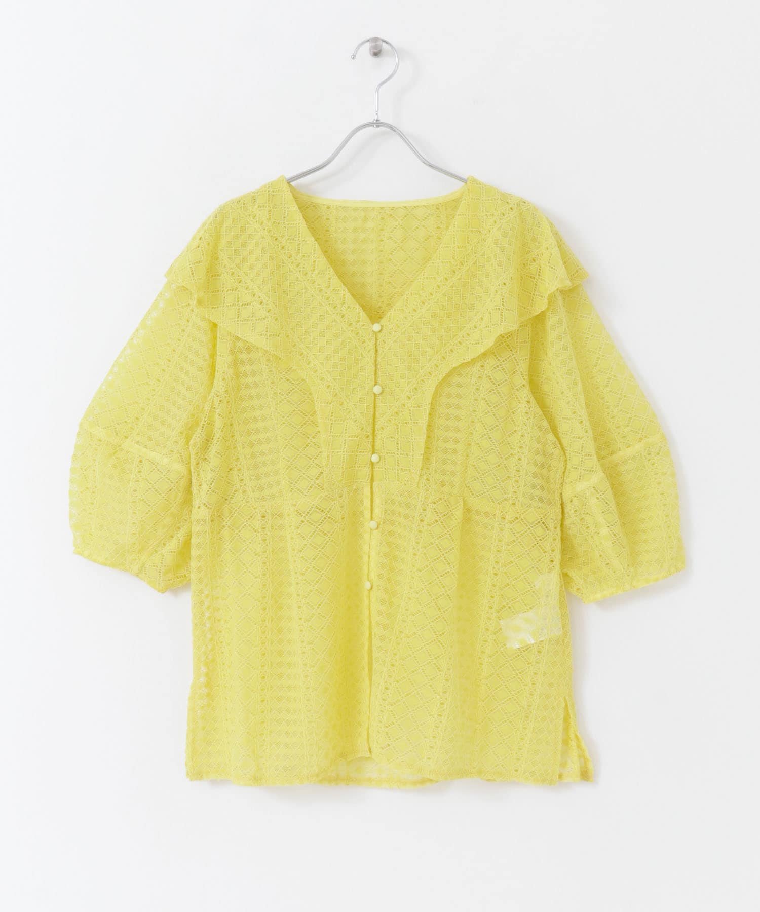 コクーンスリーブレースブラウス YELLOW one