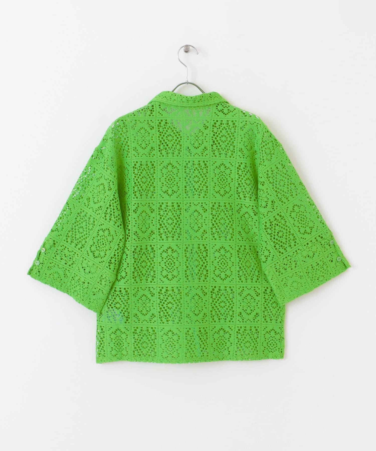 ブロックレースシャツ GREEN one