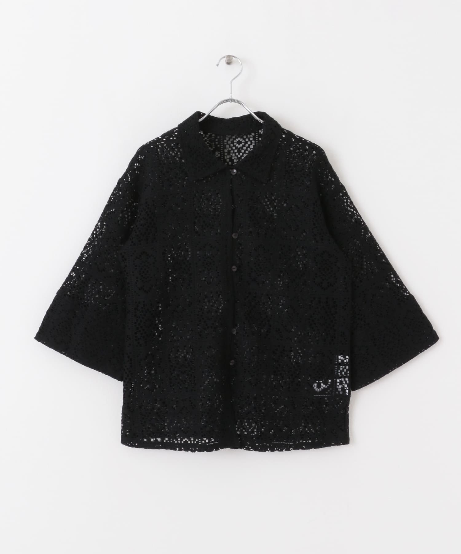 ブロックレースシャツ BLACK one
