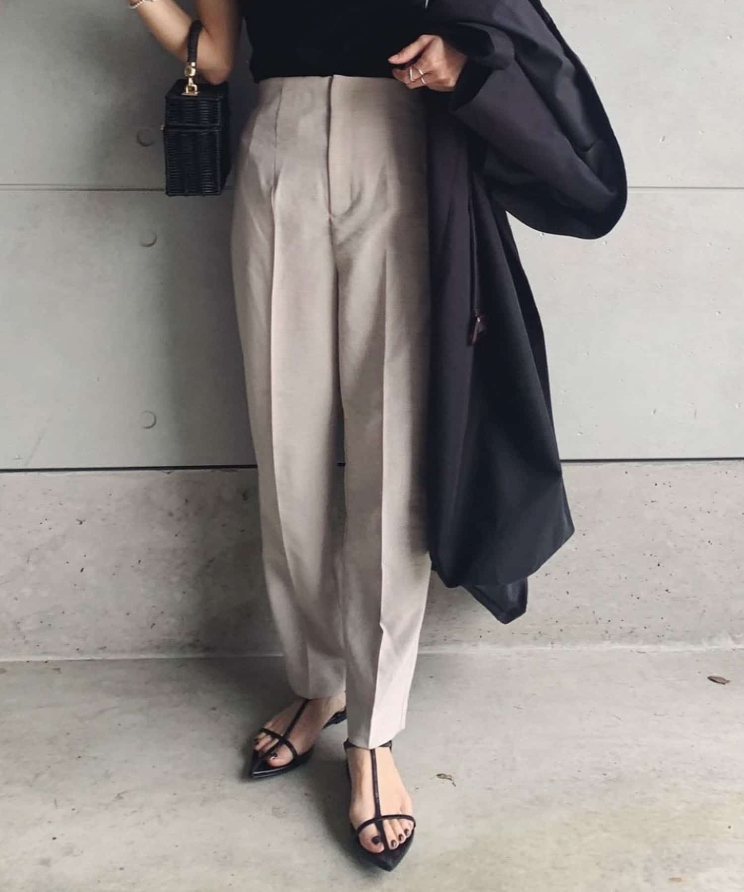 『XS・TALL展開あり』リネンライクハイウエストテーパードパンツ