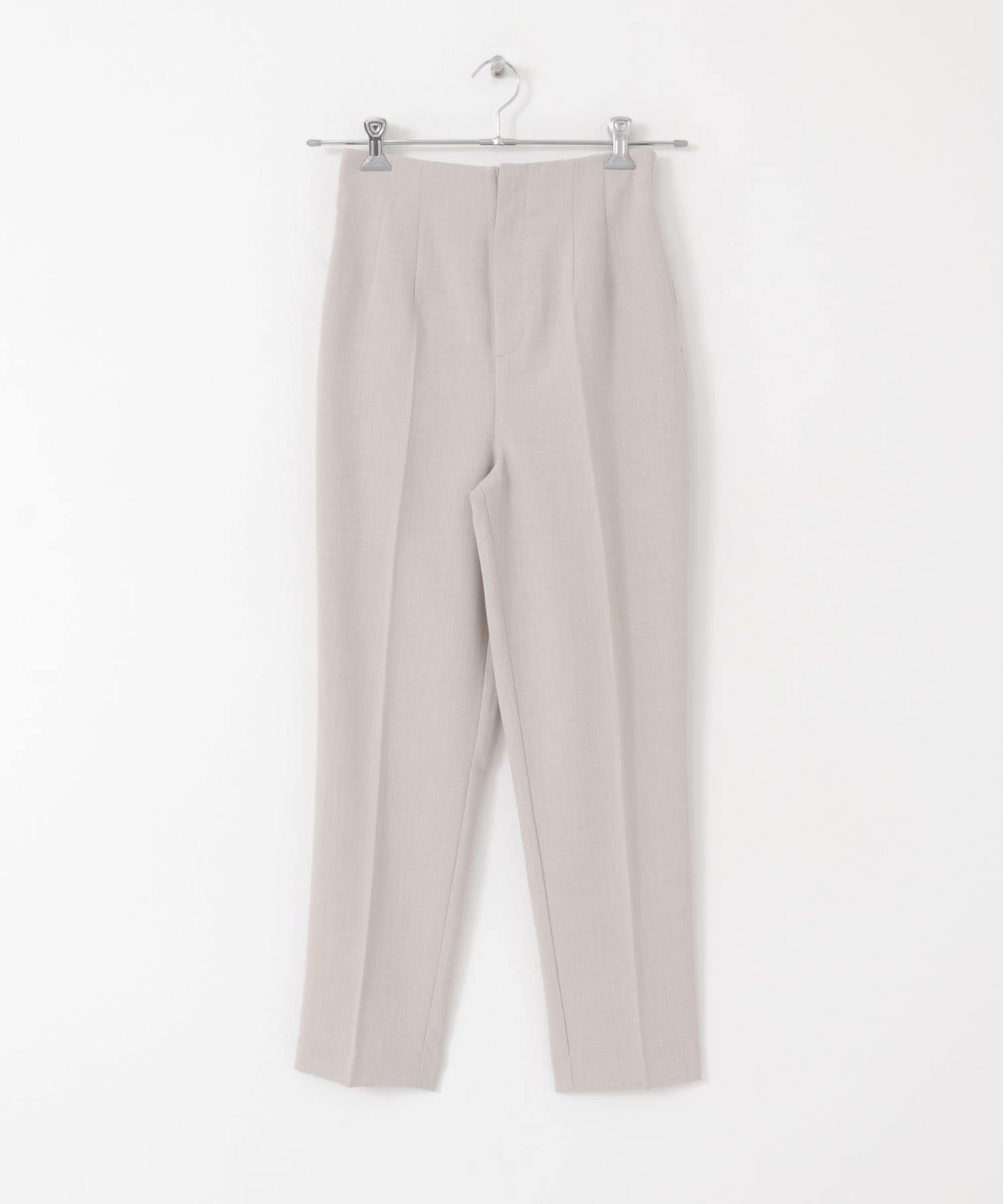 『XS・TALL展開あり』リネンライクハイウエストテーパードパンツ GREIGE S