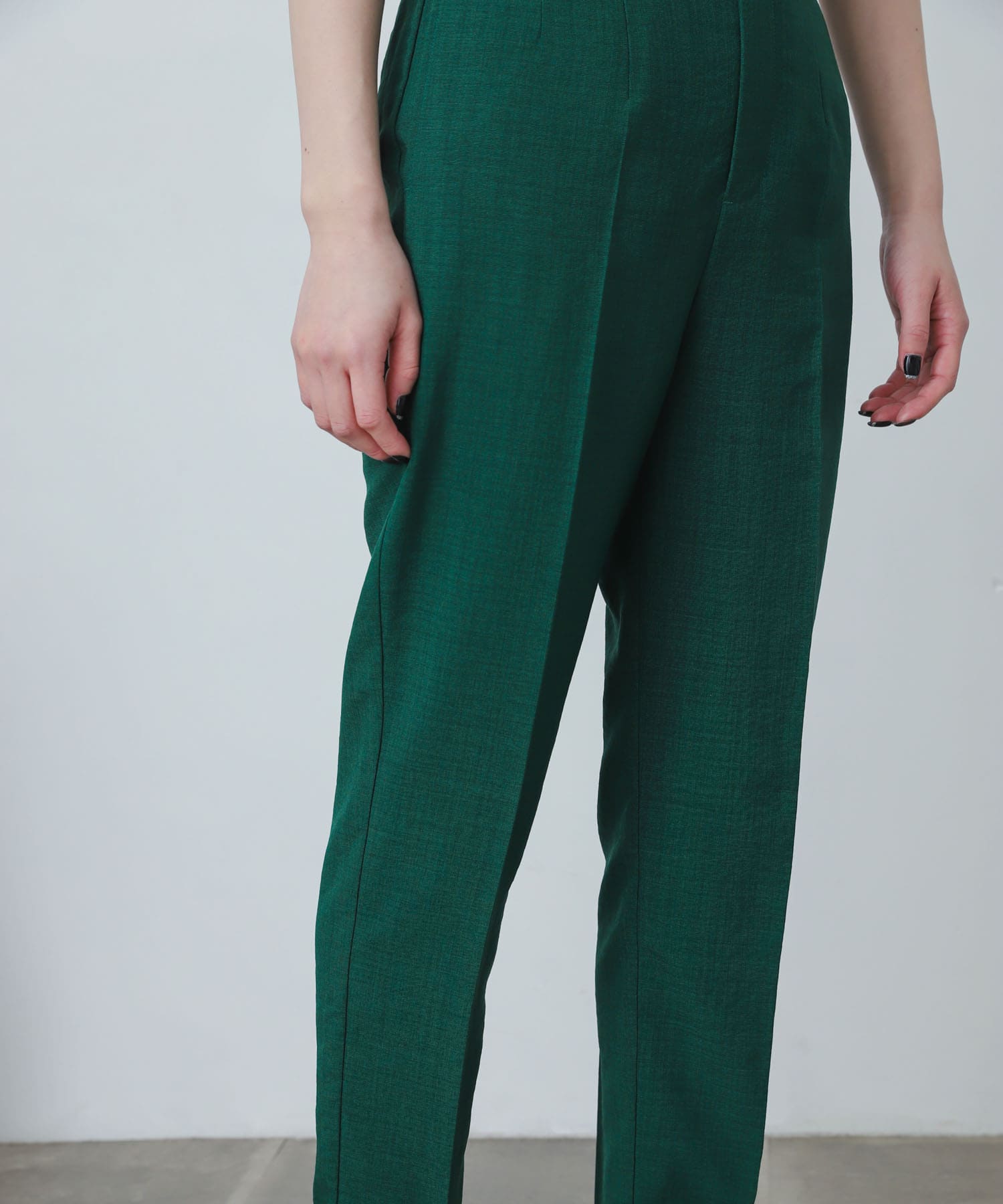 『XS・TALL展開あり』リネンライクハイウエストテーパードパンツ GREEN XS