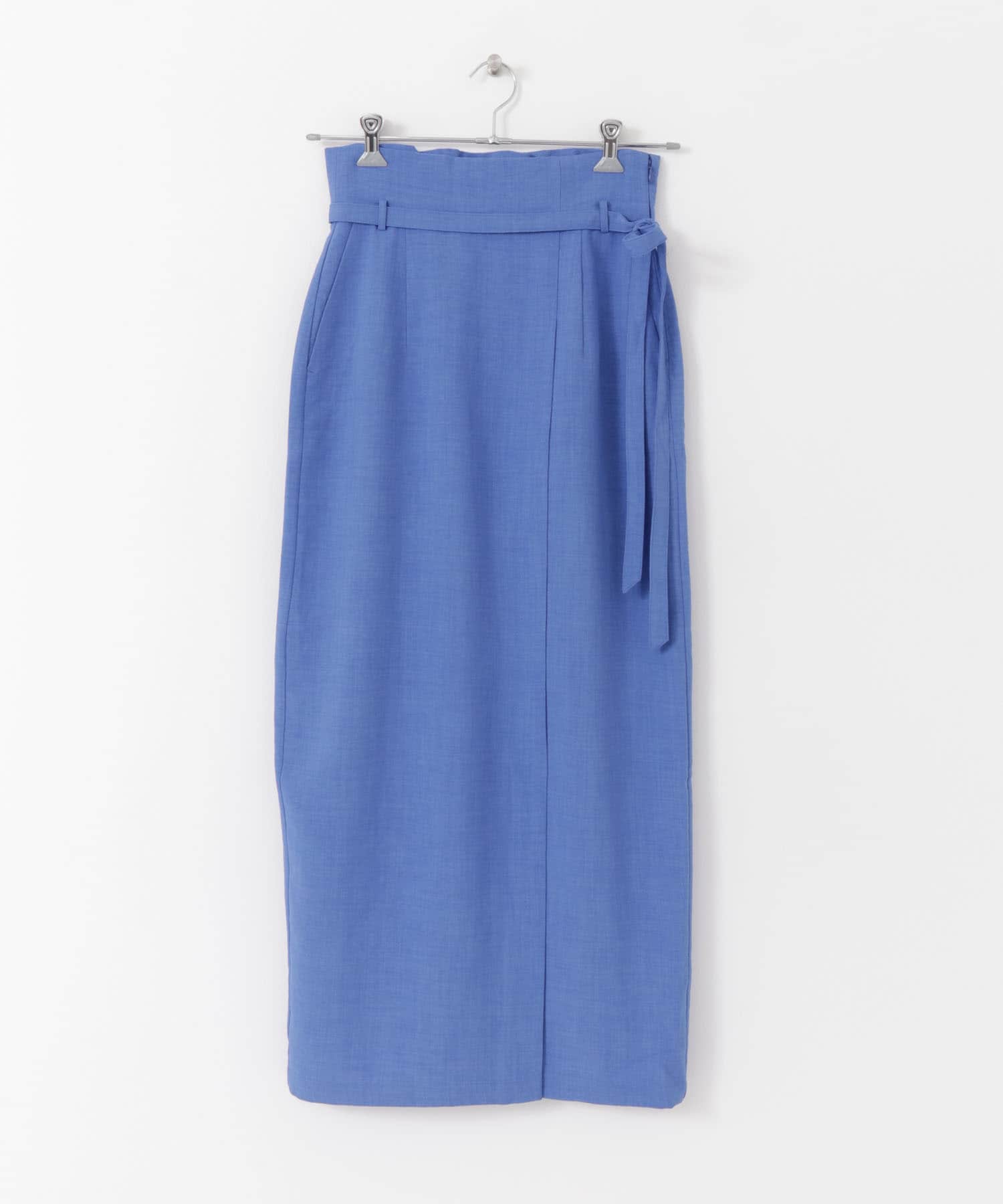 『XS・TALL展開あり』リネンライクハイウエストラップスカート BLUE XS