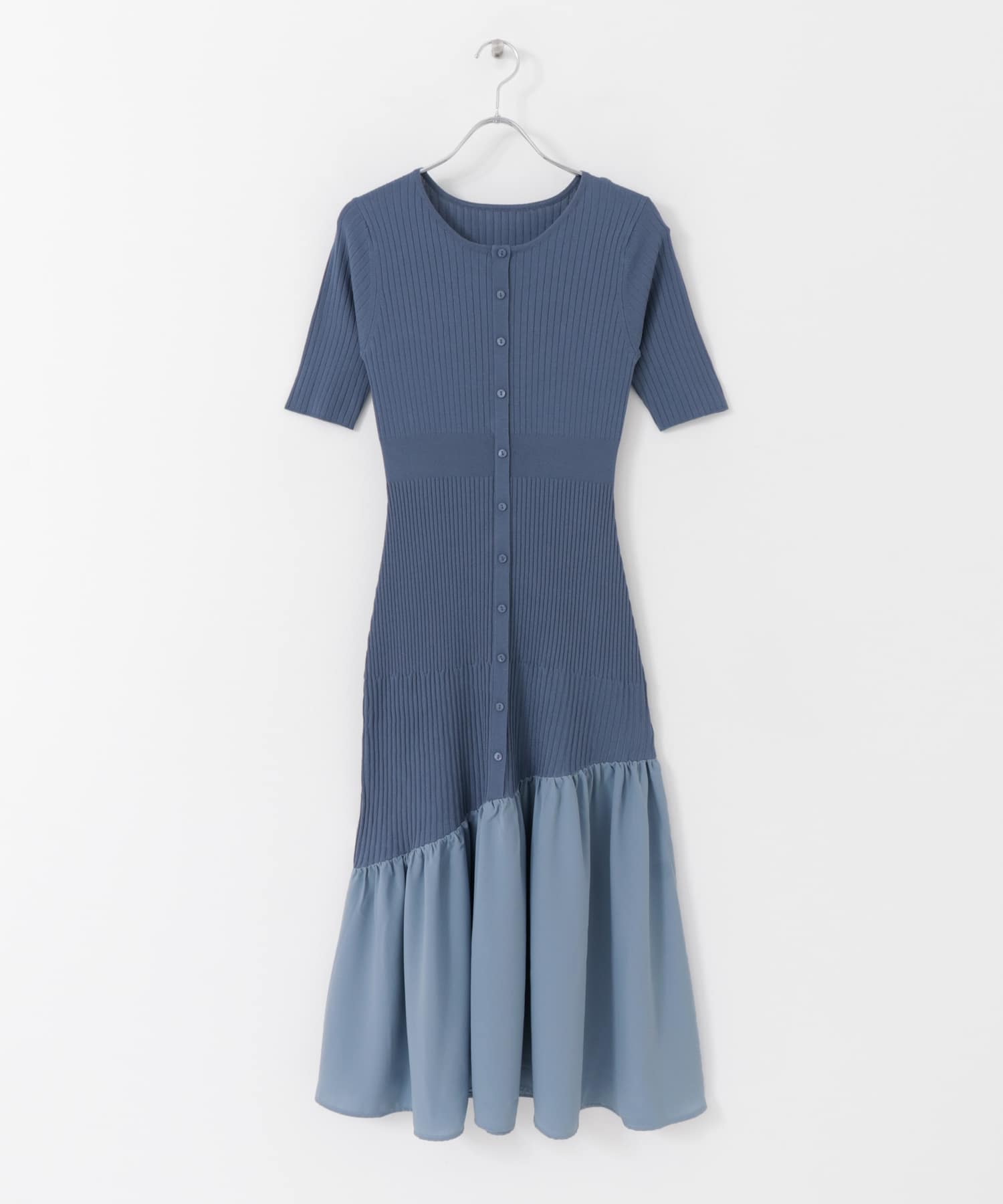 ドッキングニットマーメイドワンピース L.BLUE one