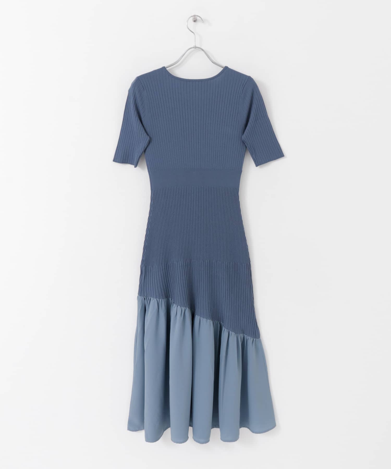 ドッキングニットマーメイドワンピース L.BLUE one