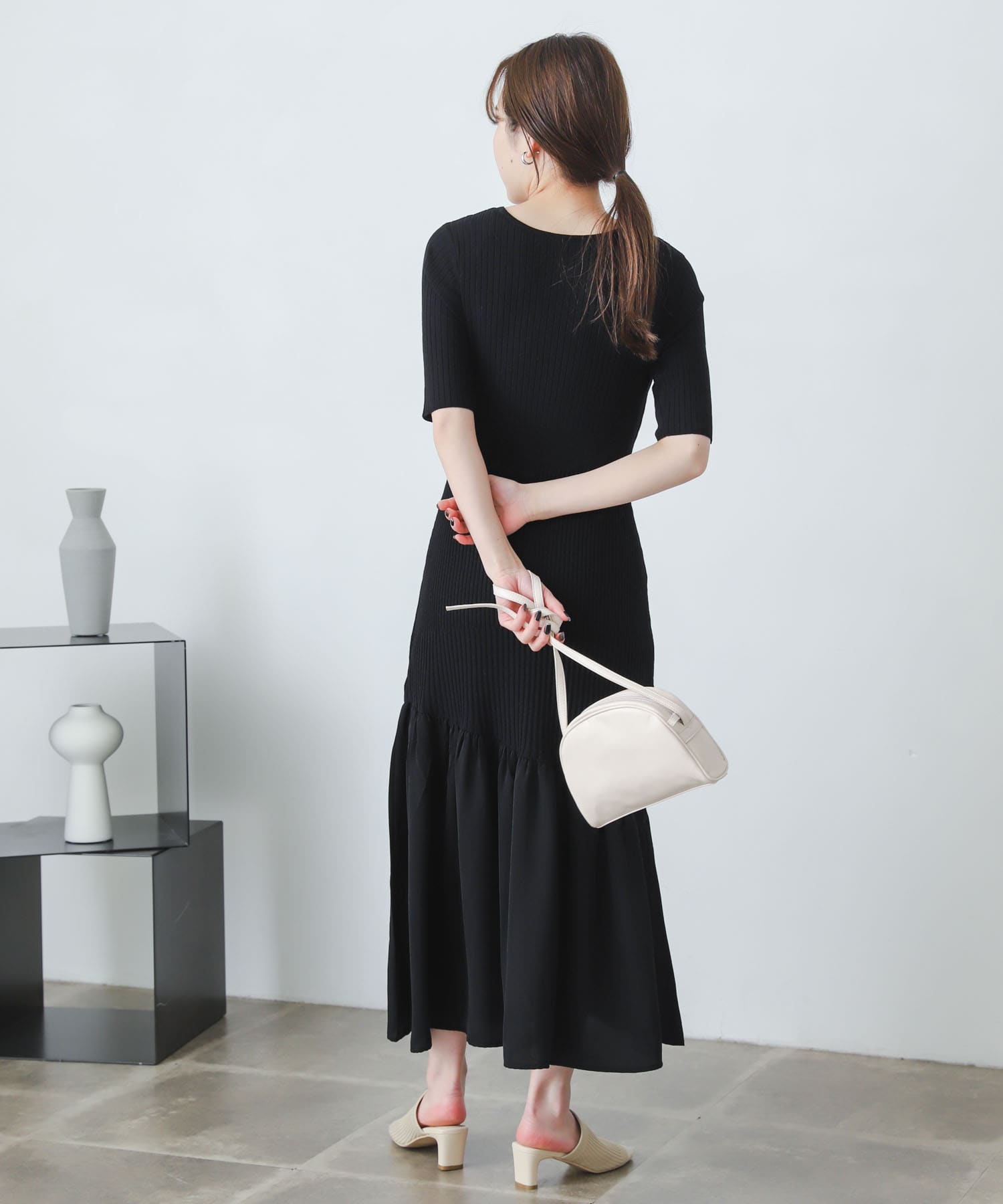 ドッキングニットマーメイドワンピース BLACK one