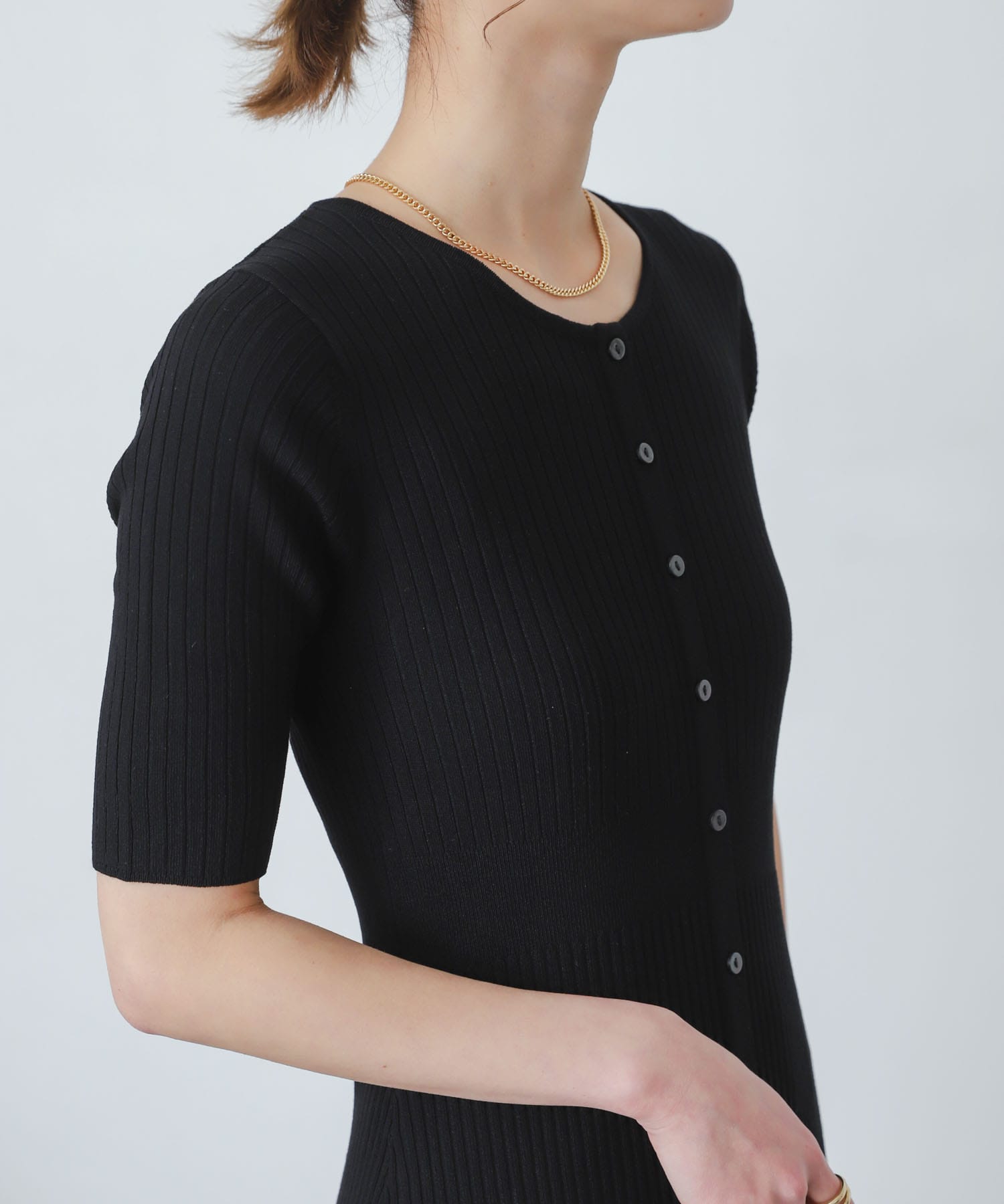 ドッキングニットマーメイドワンピース BLACK one