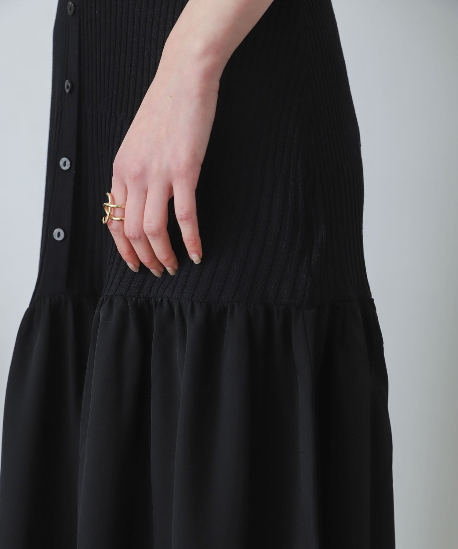 ドッキングニットマーメイドワンピース BLACK one