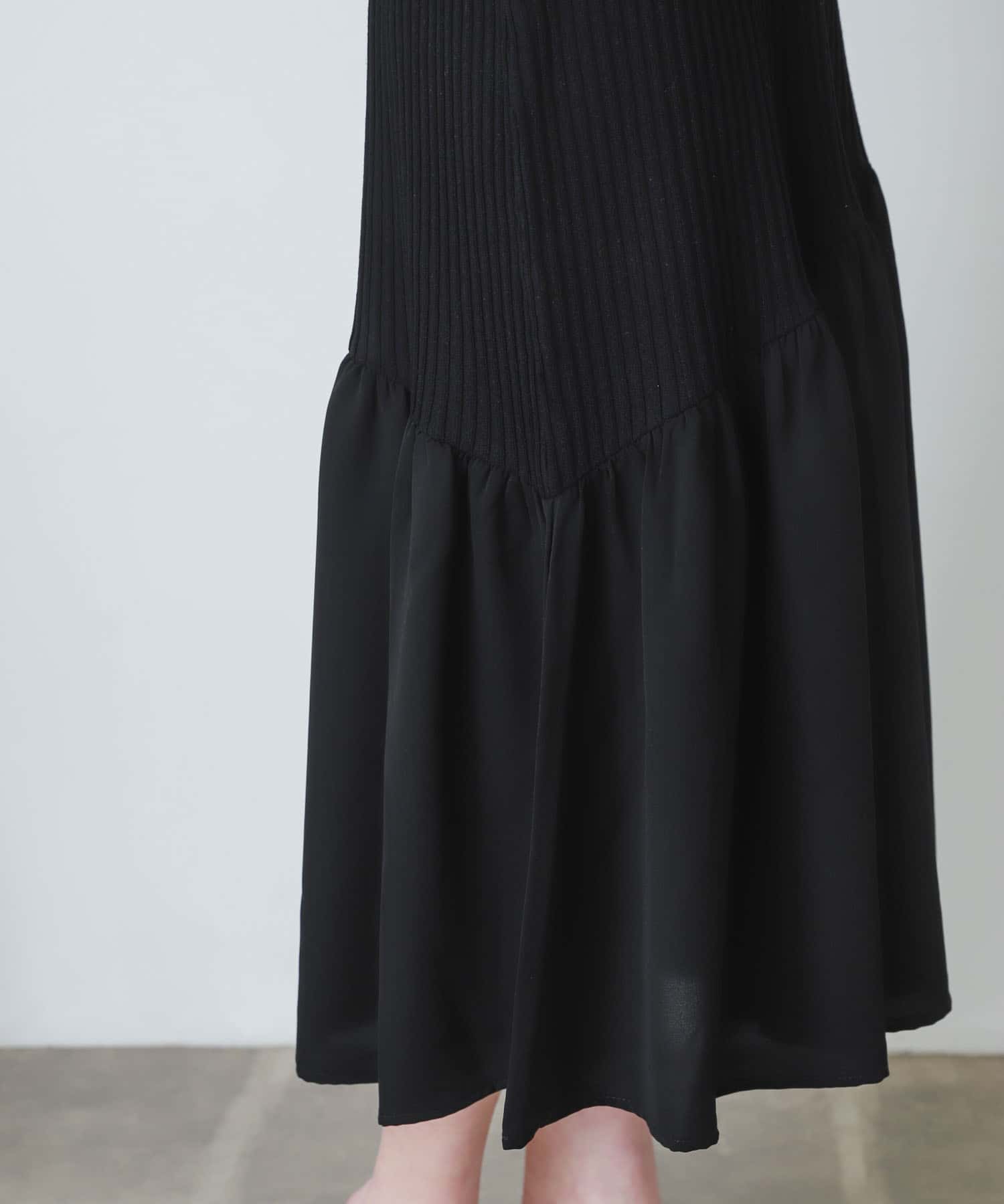 ドッキングニットマーメイドワンピース BLACK one
