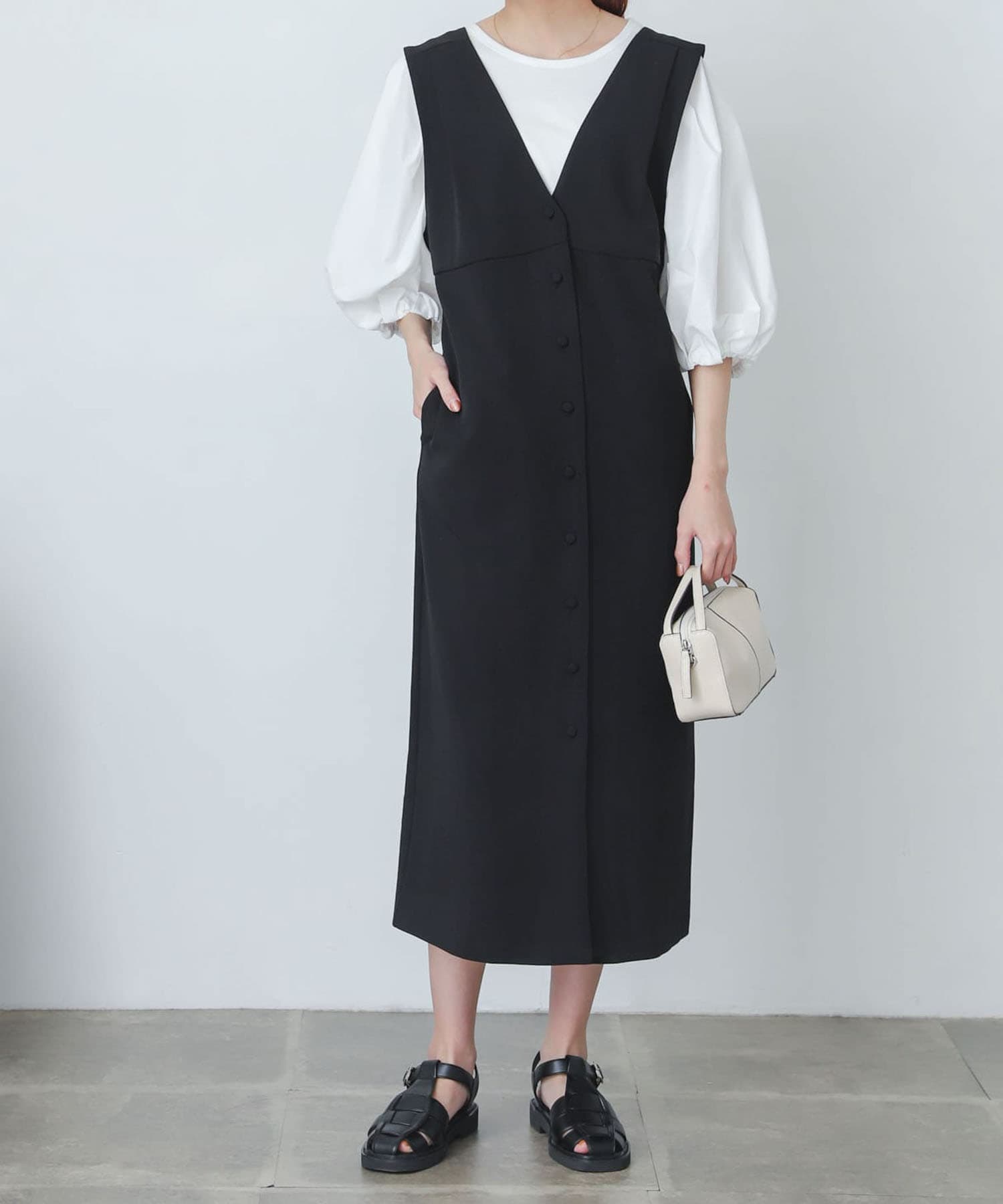 『One-C/低身長向けサイズ展開あり』フロントボタンジャンパースカート