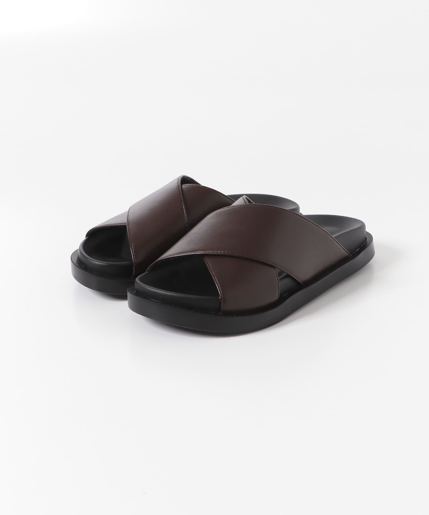 ワイドクロスフットベッドサンダル BROWN S