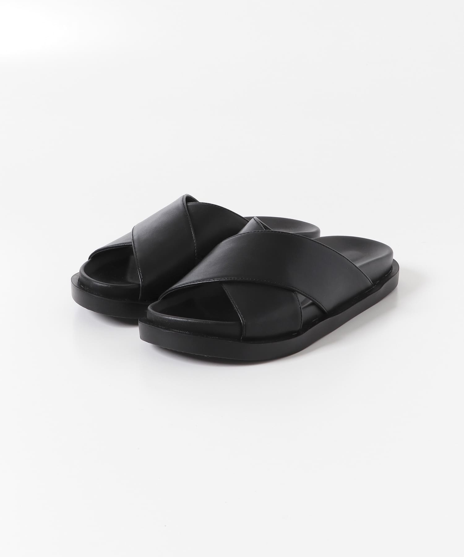 ワイドクロスフットベッドサンダル BLACK S