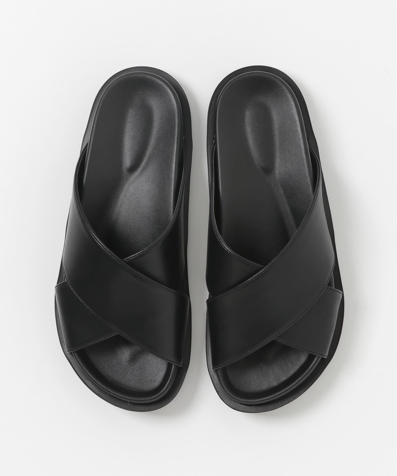 ワイドクロスフットベッドサンダル BLACK S