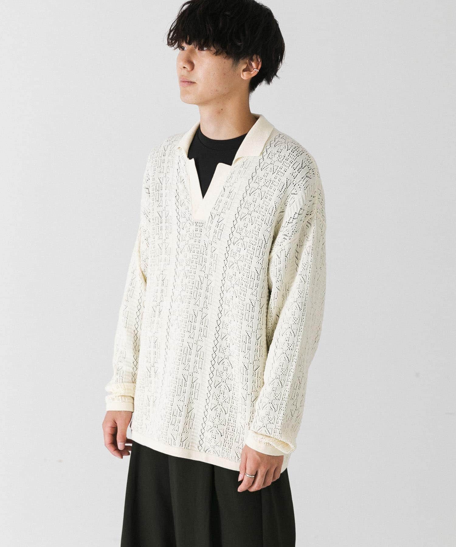 ユニセックス』レースアミニットポロシャツ(M IVORY): トップス｜URBAN