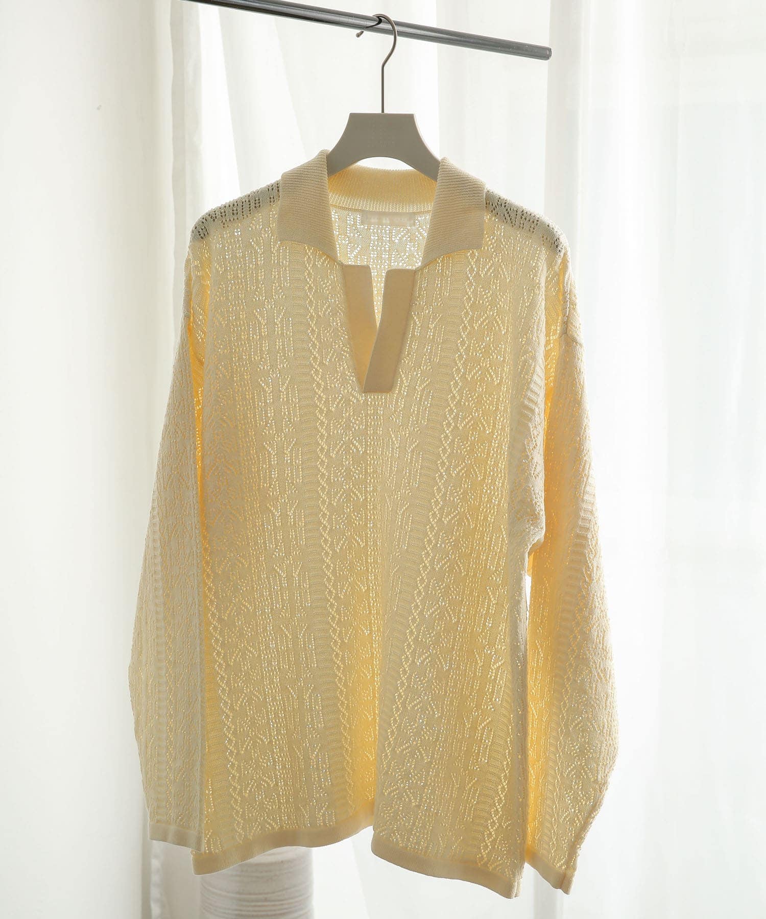 『ユニセックス』レースアミニットポロシャツ IVORY L