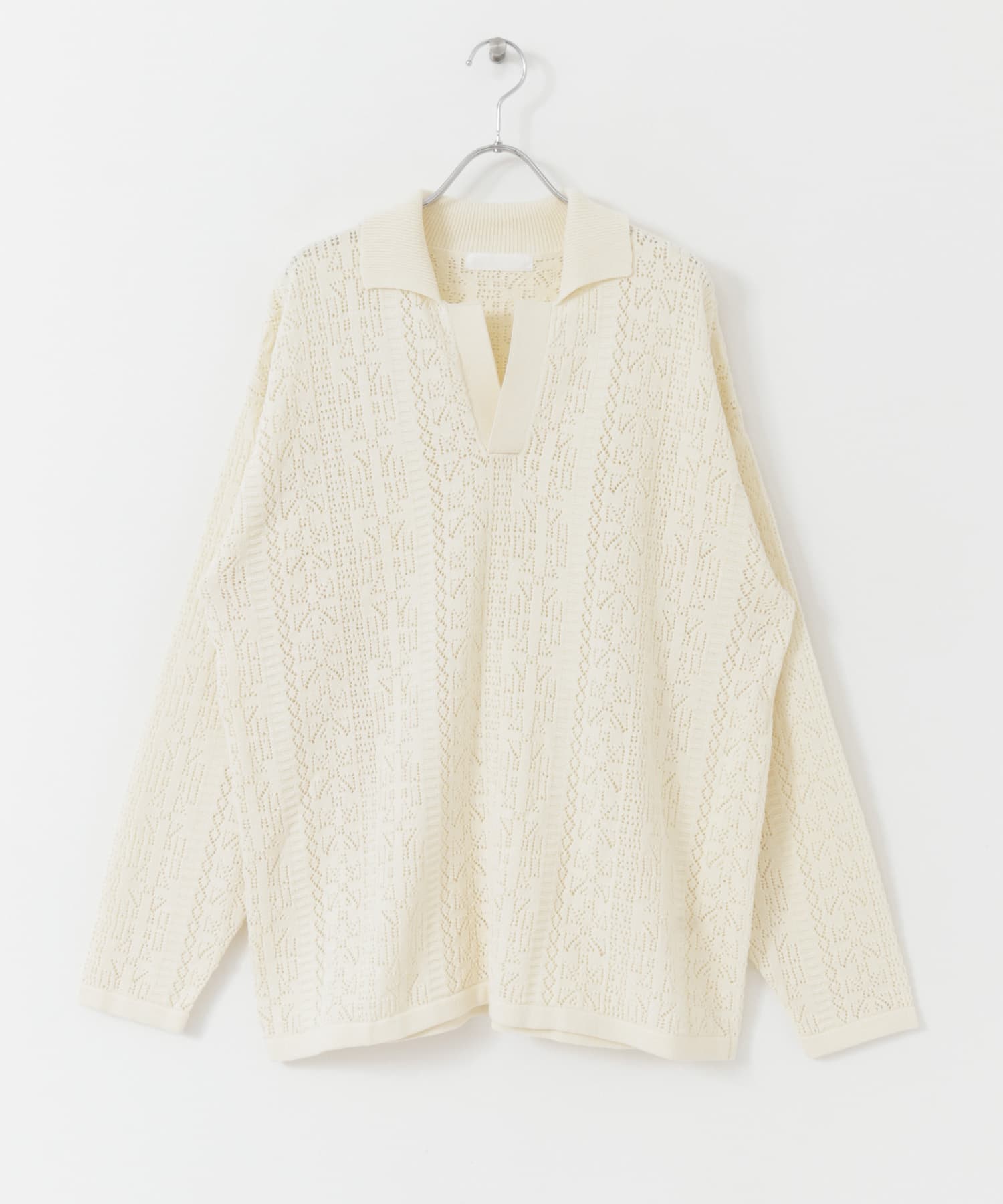 『ユニセックス』レースアミニットポロシャツ IVORY M