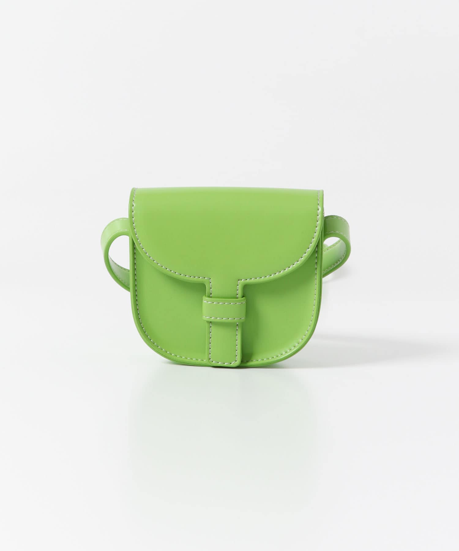 『ユニセックス』フェイクレザーフラップミニショルダー GREEN one