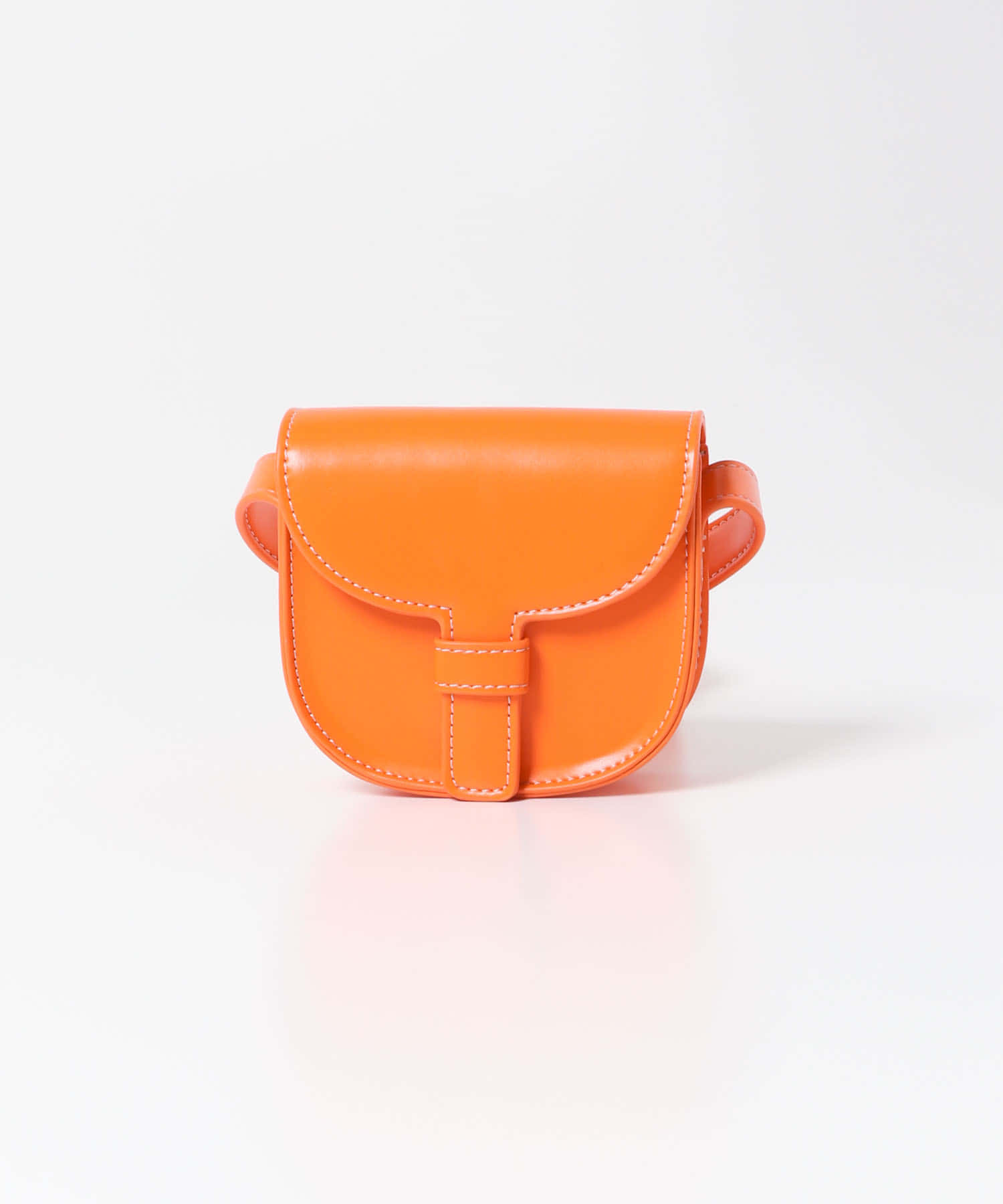 『ユニセックス』フェイクレザーフラップミニショルダー ORANGE one