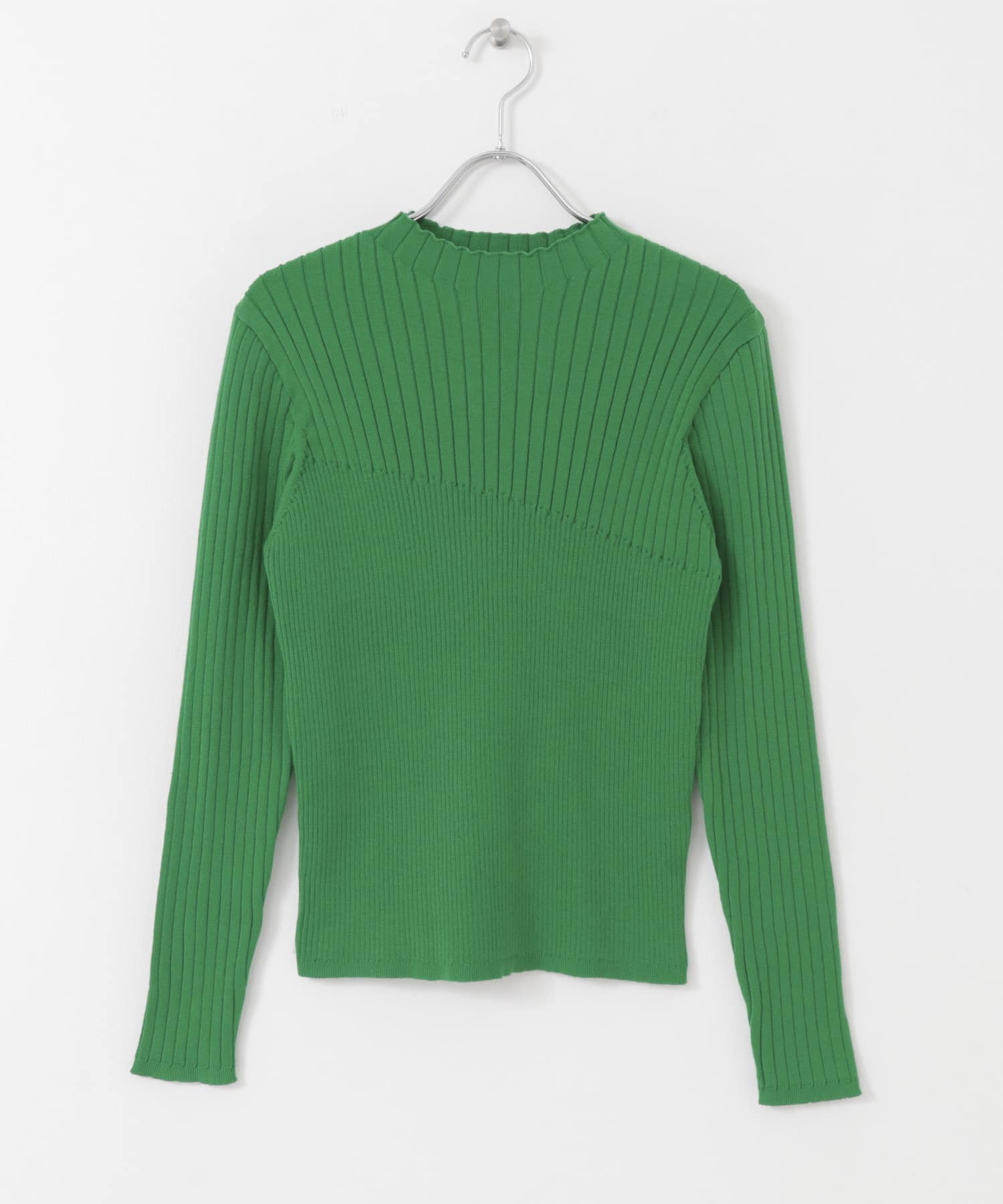 ランダムリブコンパクトセーター GREEN one