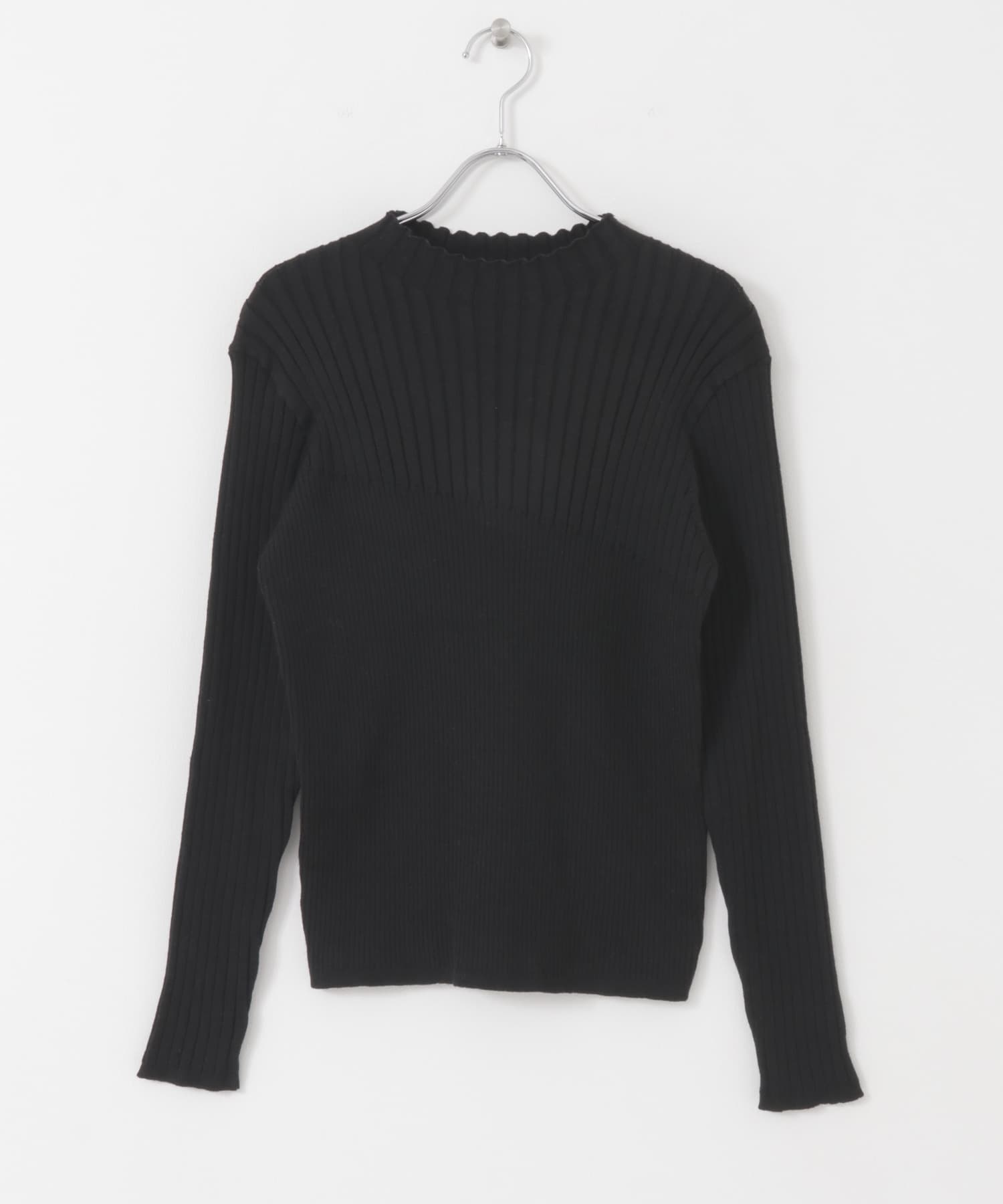 ランダムリブコンパクトセーター BLACK one