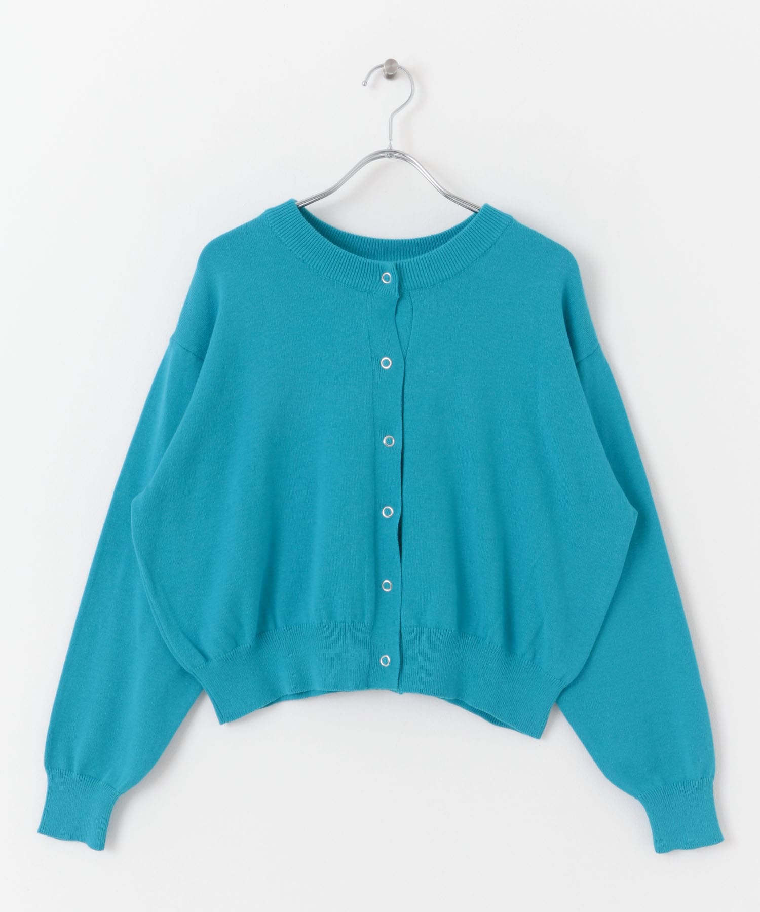 リングドットクルーネックカーディガン BLUE one