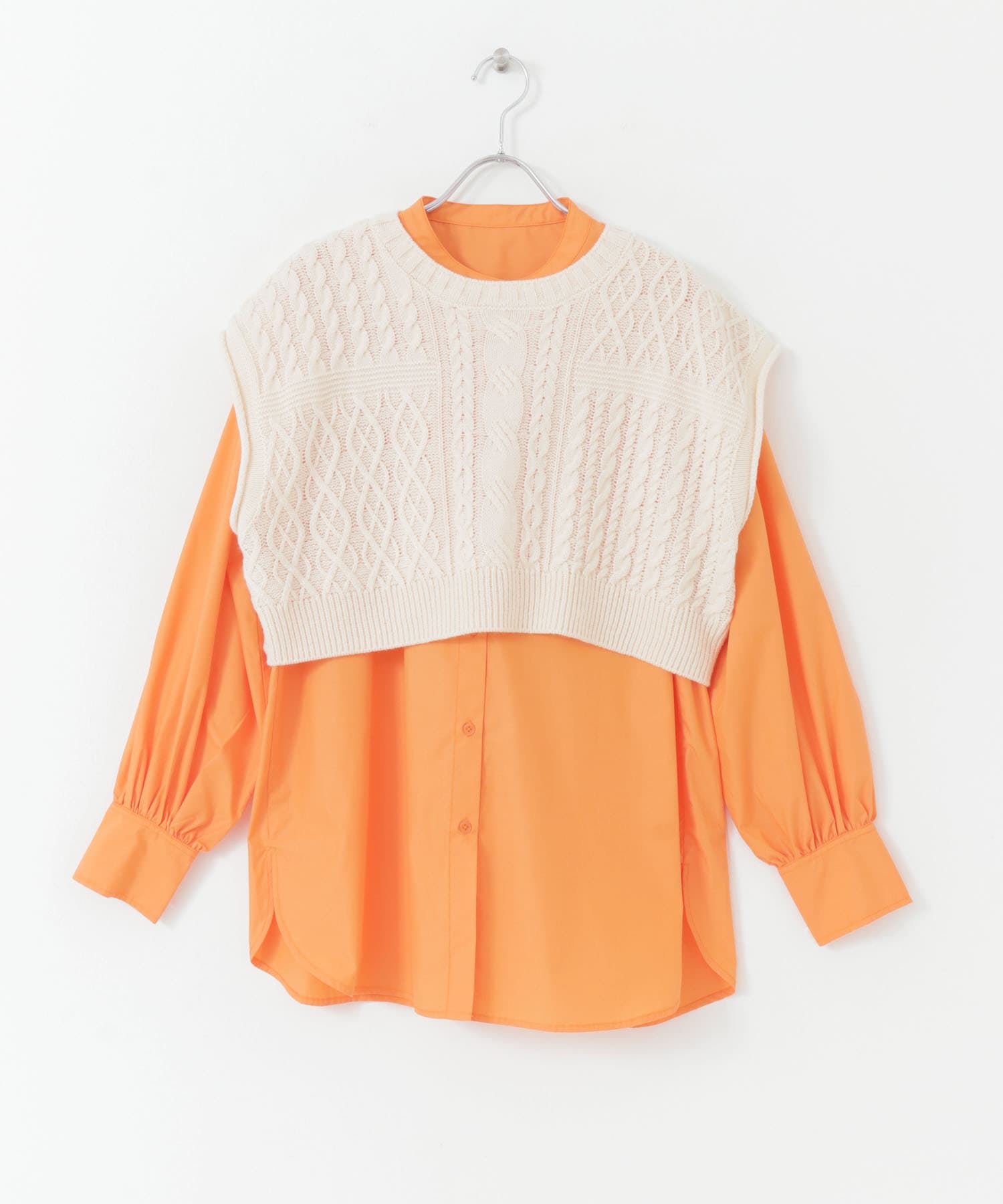 ニットベストレイヤードシャツ ORANGE one