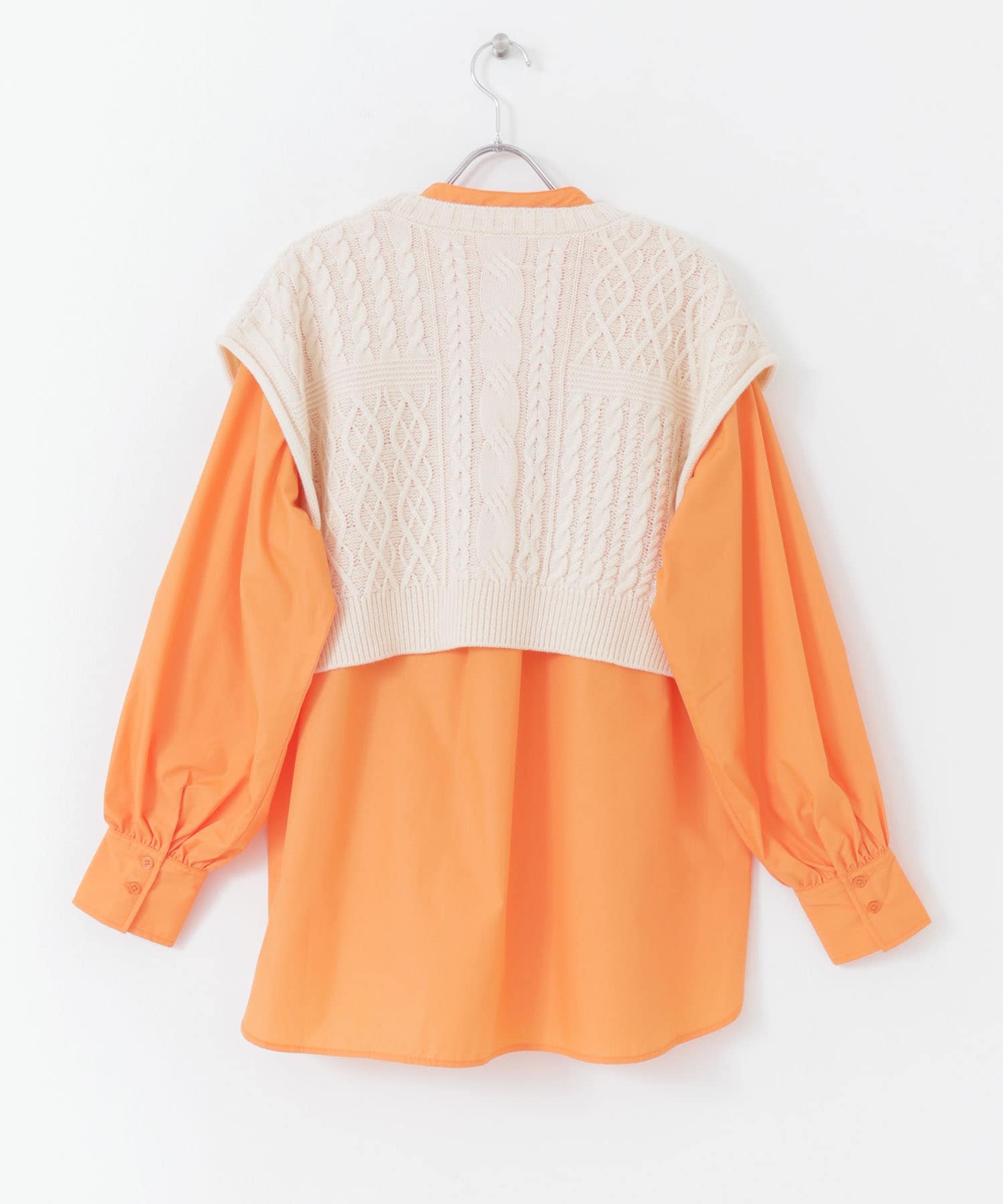 ニットベストレイヤードシャツ ORANGE one