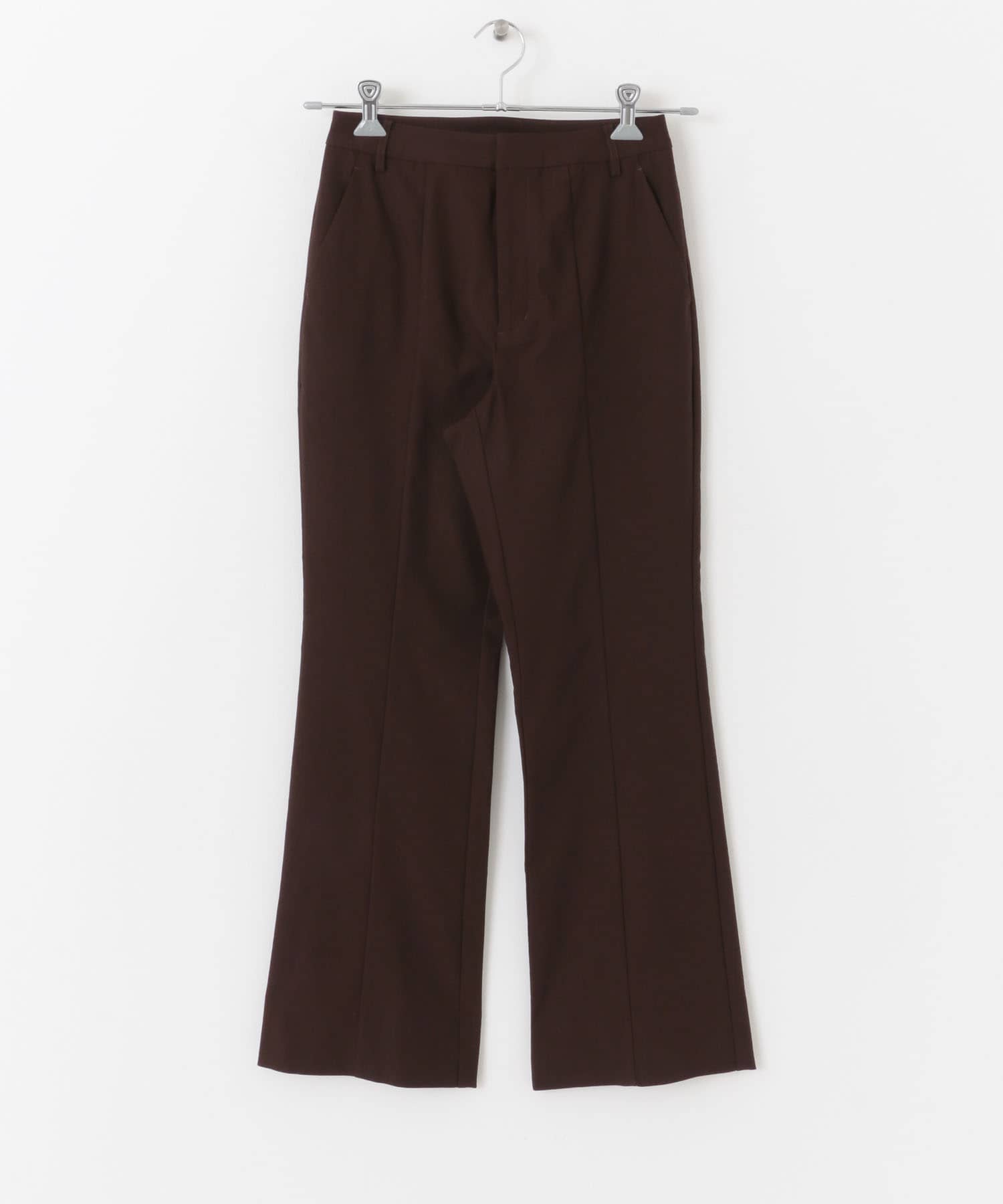 ストレッチセミフレアパンツ BROWN XS