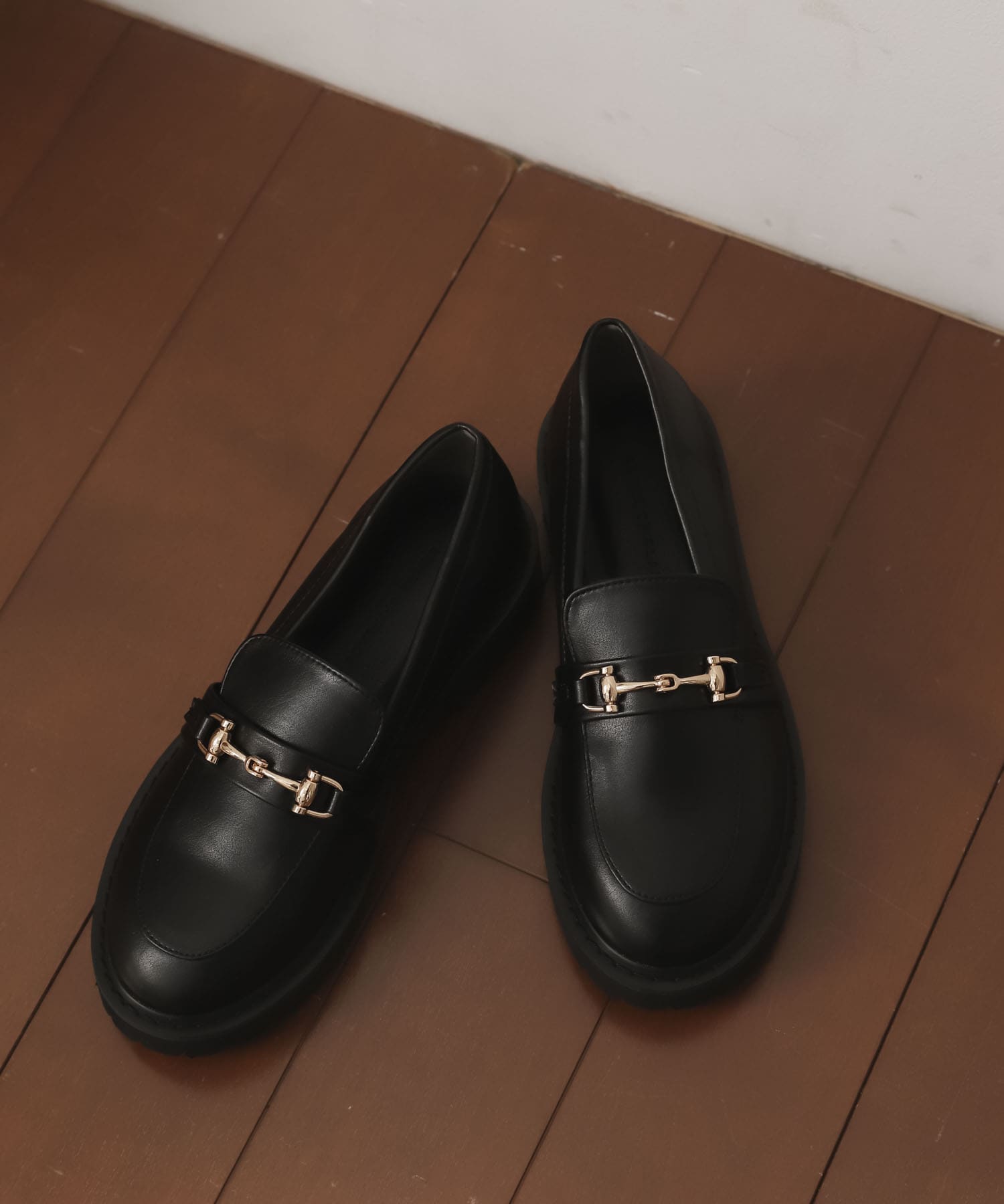 ボリュームソールビットローファー BLACK S