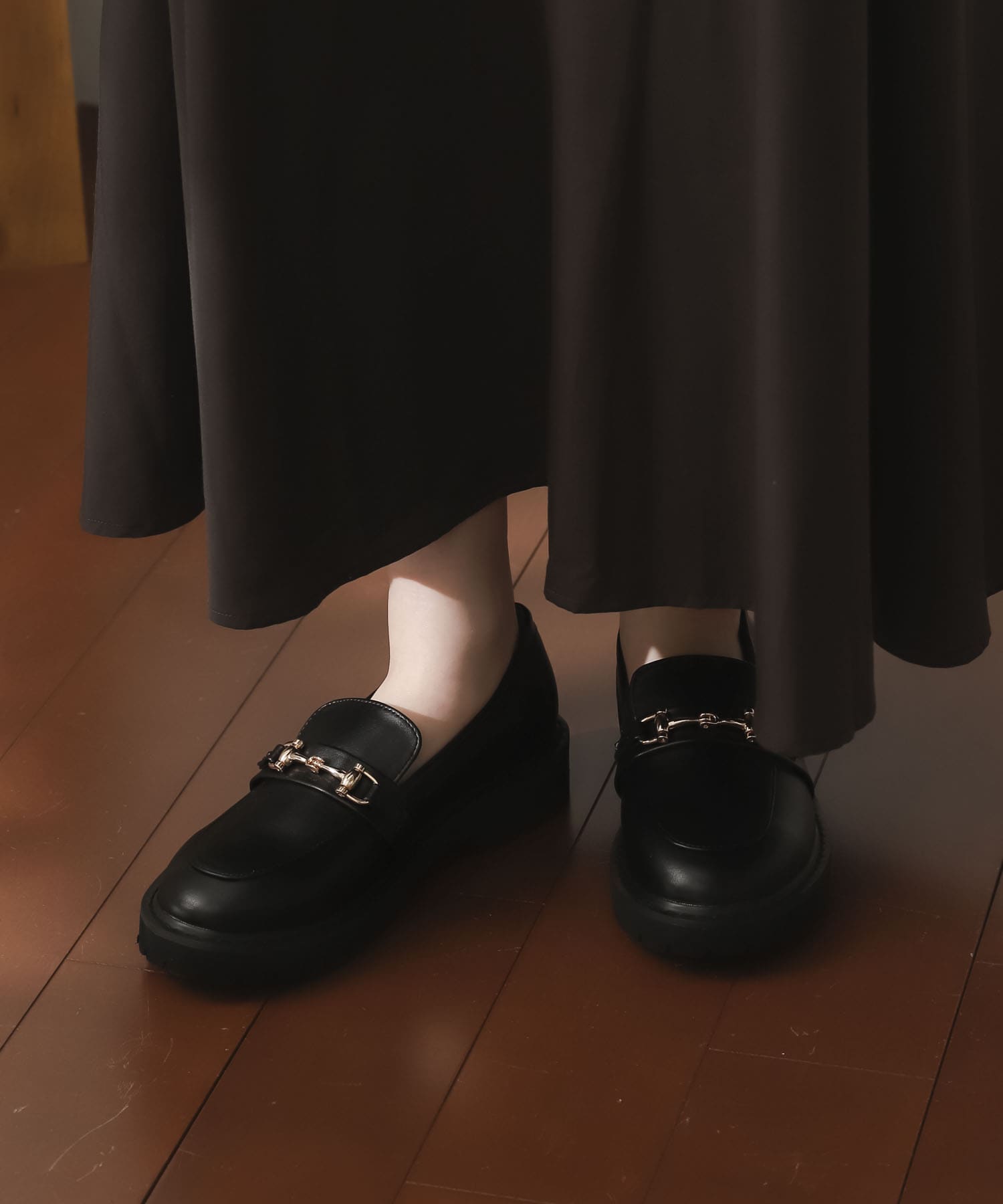 ボリュームソールビットローファー BLACK S