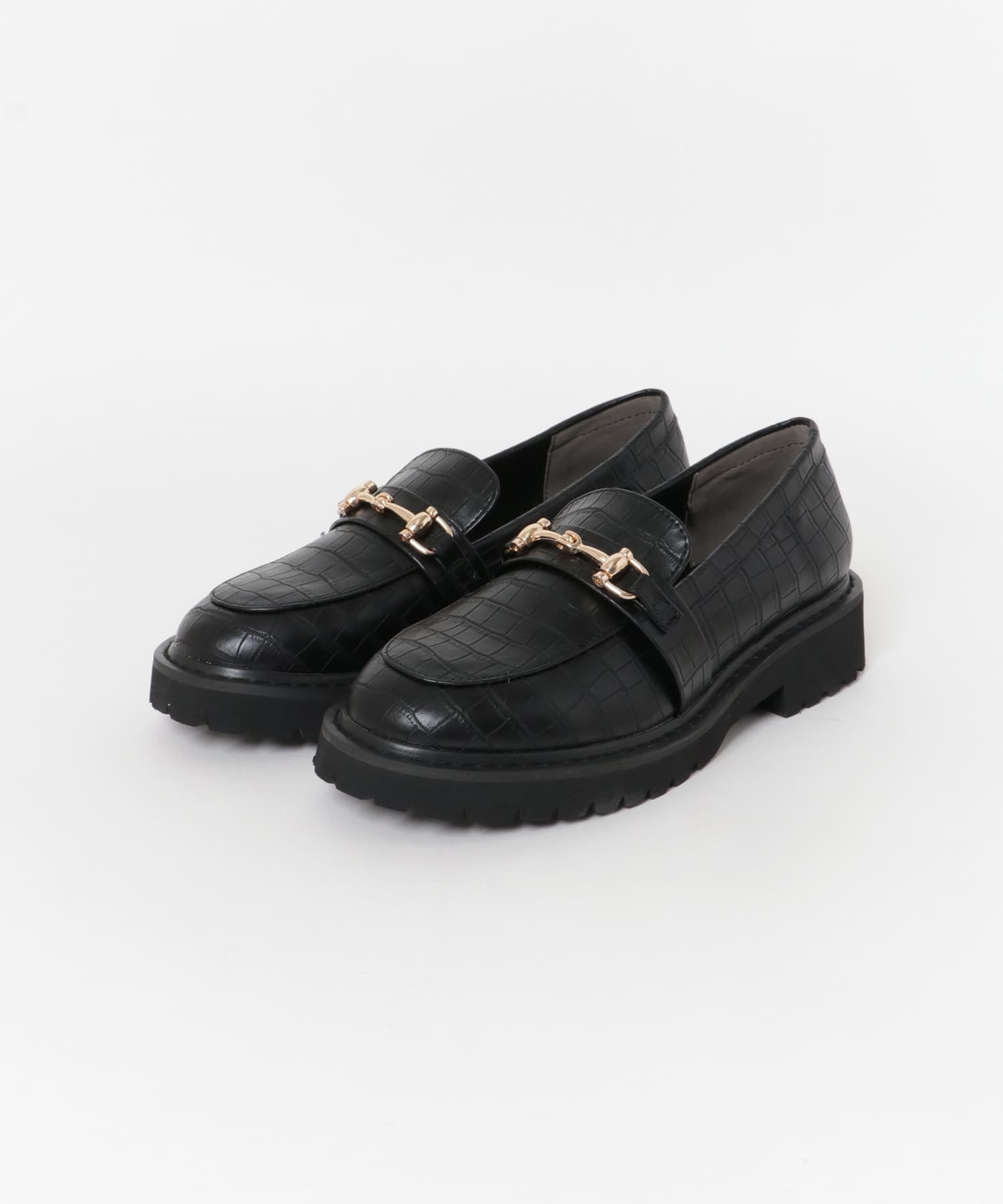 ボリュームソールビットローファー BLK CROCO S