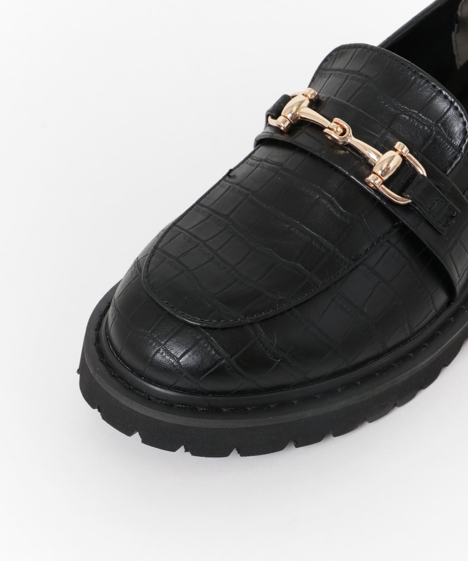 ボリュームソールビットローファー BLK CROCO S