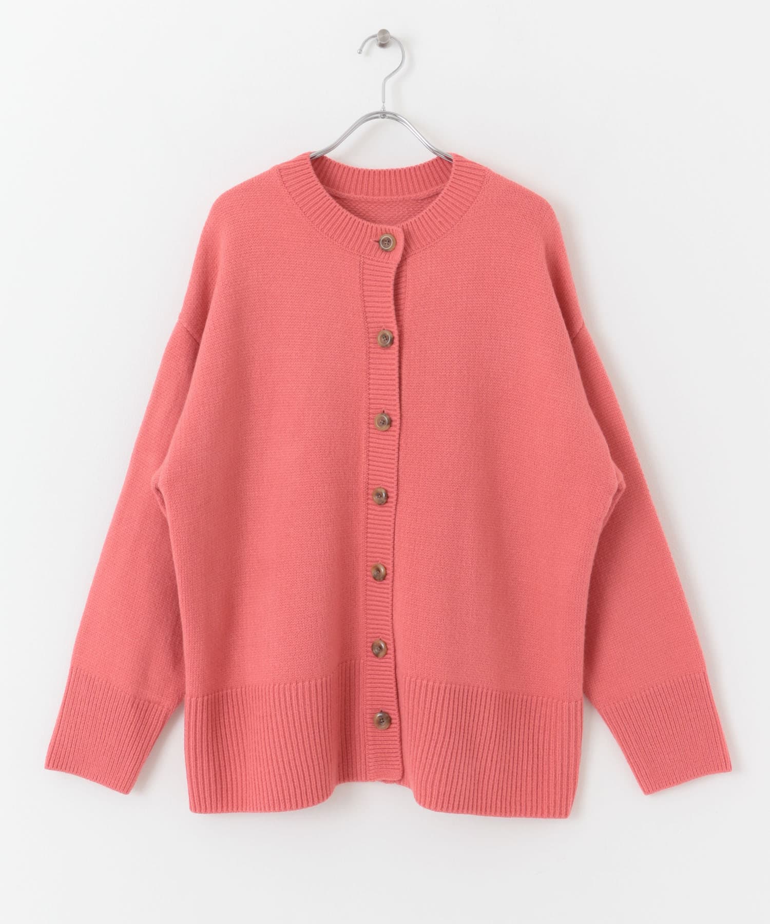 クルーネックルーズカーディガン PINK one