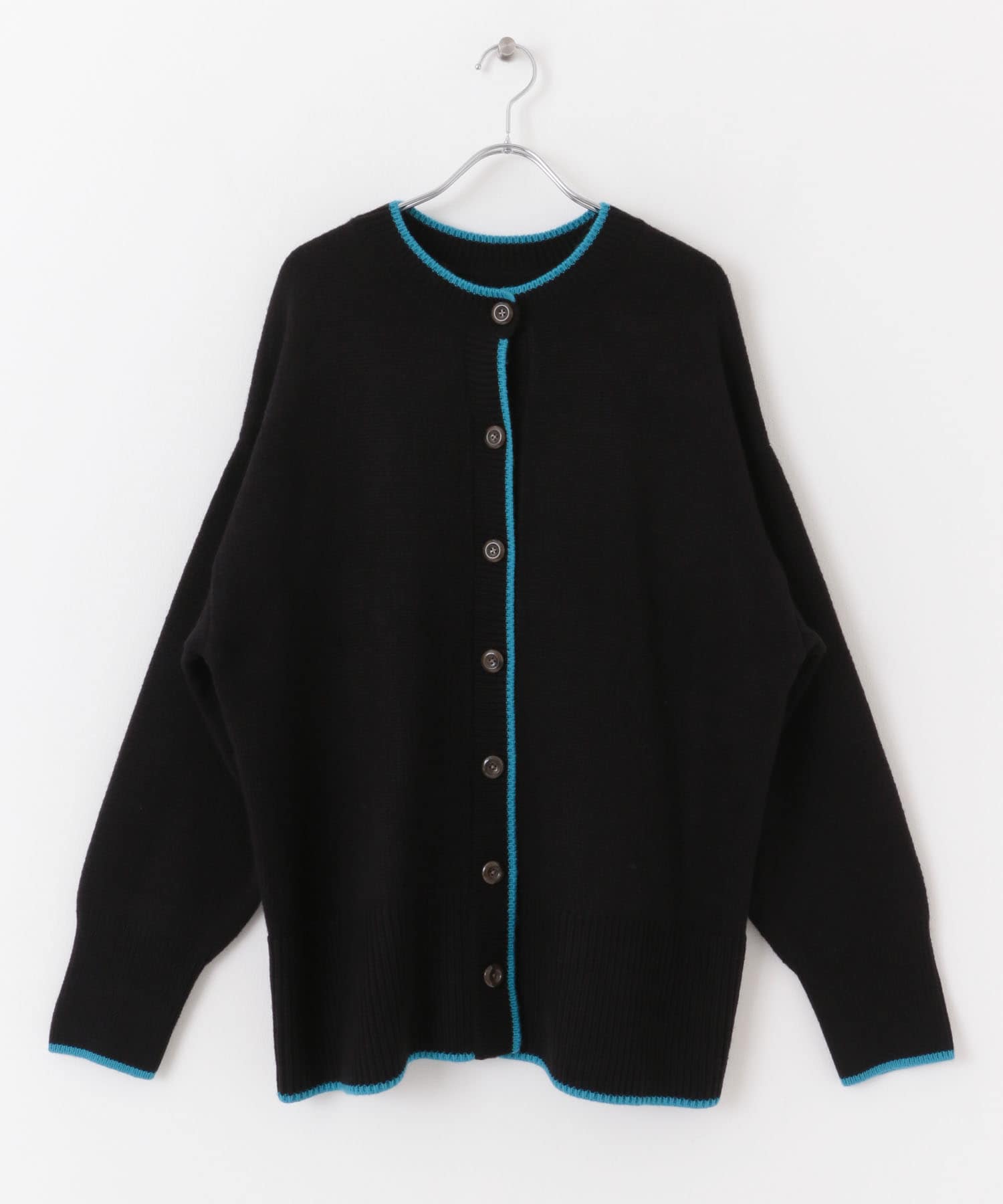 クルーネックルーズカーディガン BLACK one