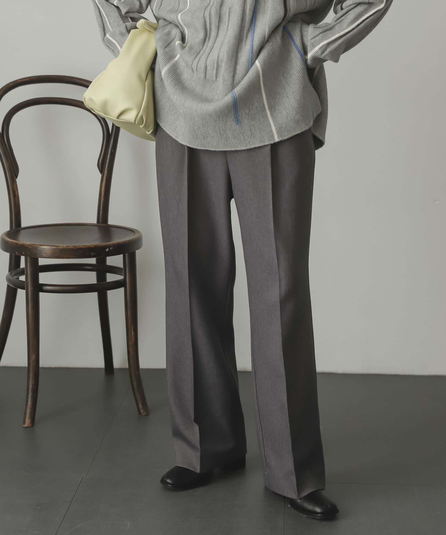 ウールライクワイドストレートパンツ