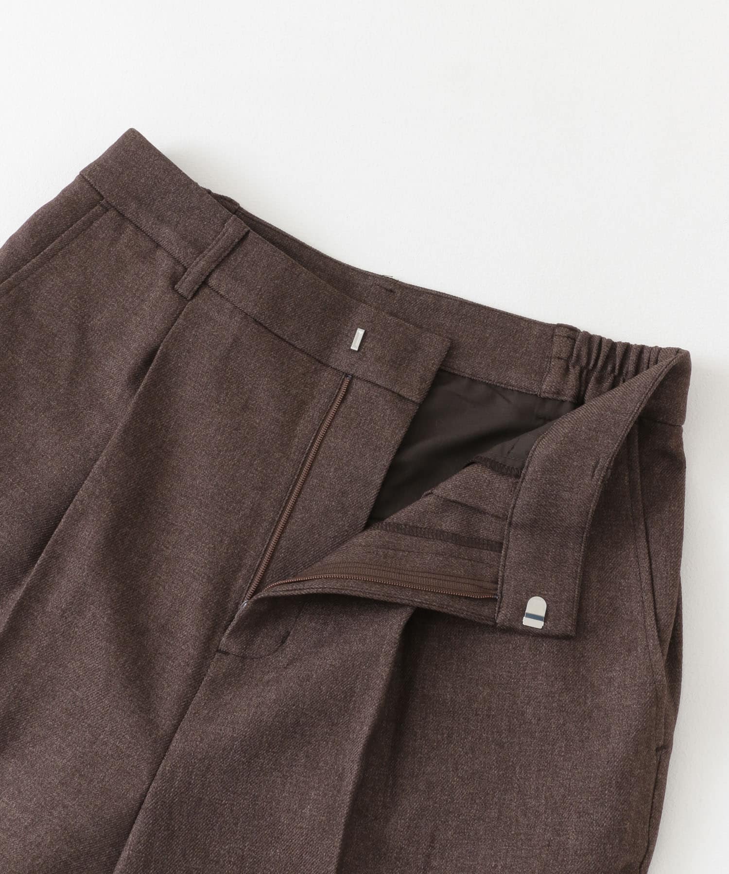 ウールライクワイドストレートパンツ BROWN XS