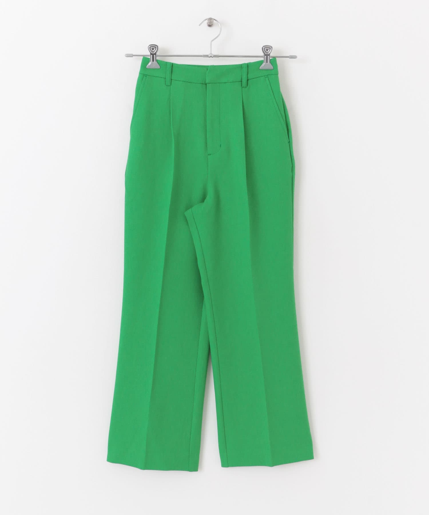 ウールライクワイドストレートパンツ GREEN XS