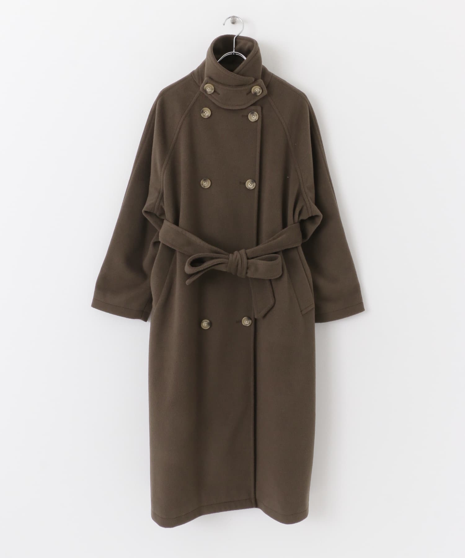 ウールライク2WAYステンカラーロングコート BROWN2 one