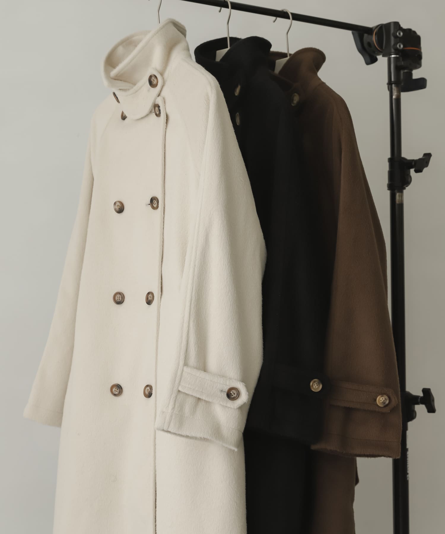 ウールライク2WAYステンカラーロングコート IVORY one