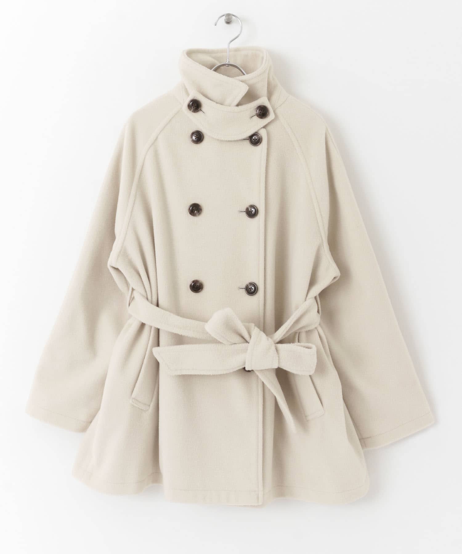 ウールライク2WAYステンカラーミドルコート IVORY2 one