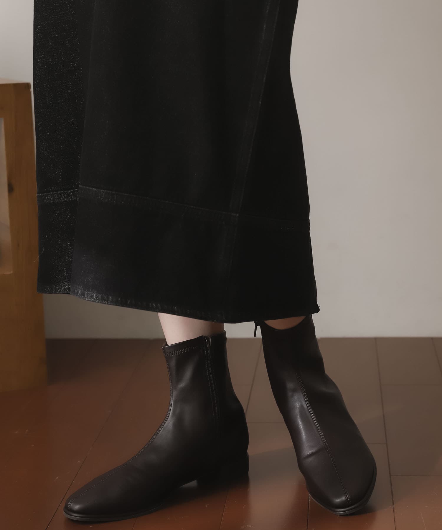 スクエアトウセンターシームストレッチローブーツ BROWN S