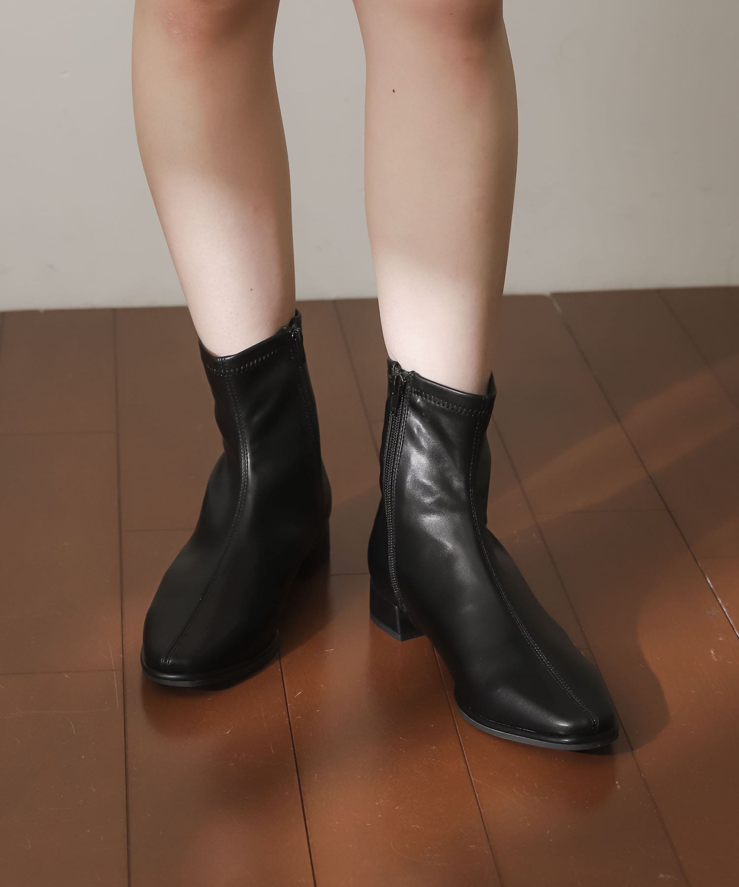 スクエアトウセンターシームストレッチローブーツ BLACK S