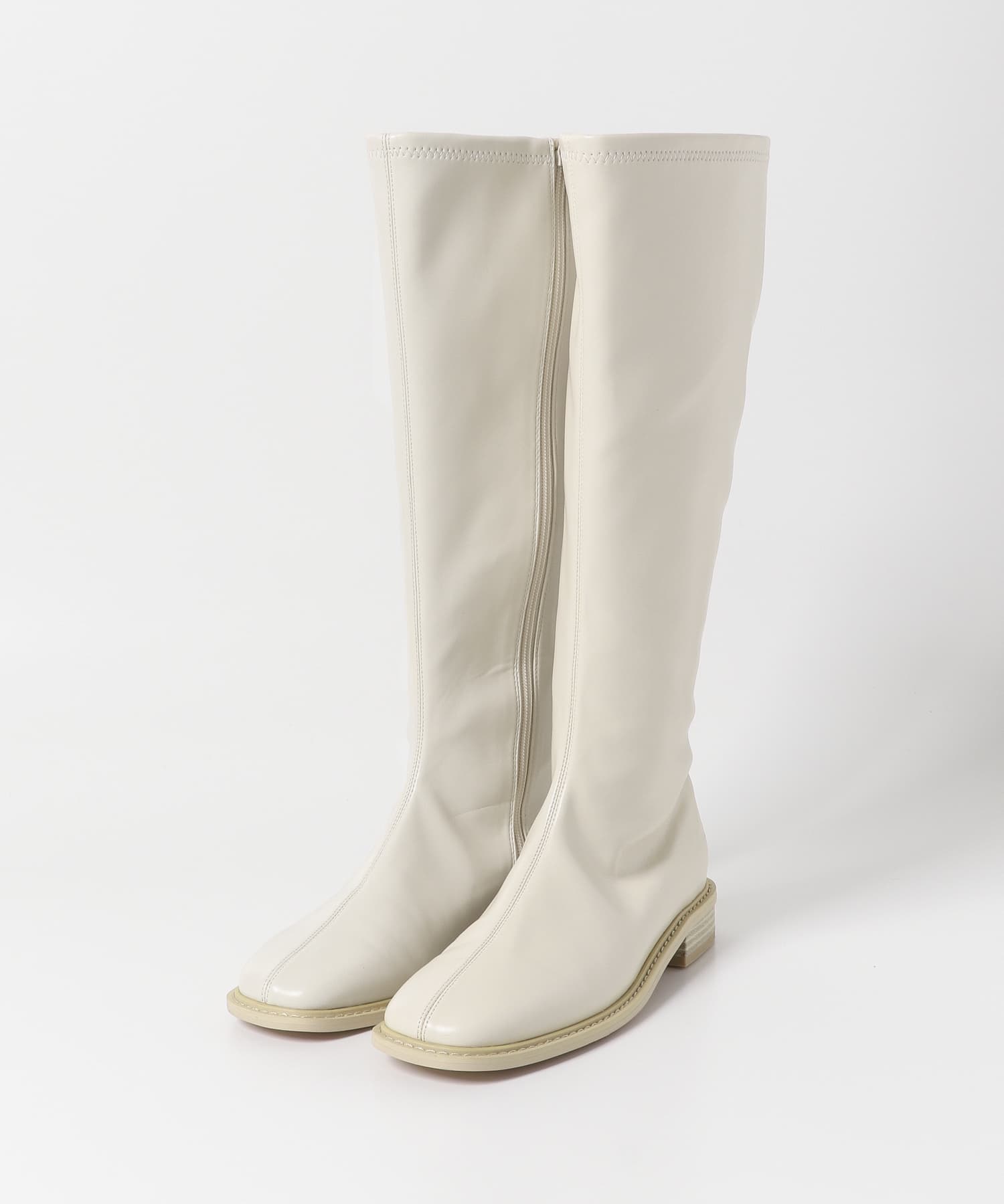 スクエアトウセンターシームロングブーツ IVORY S